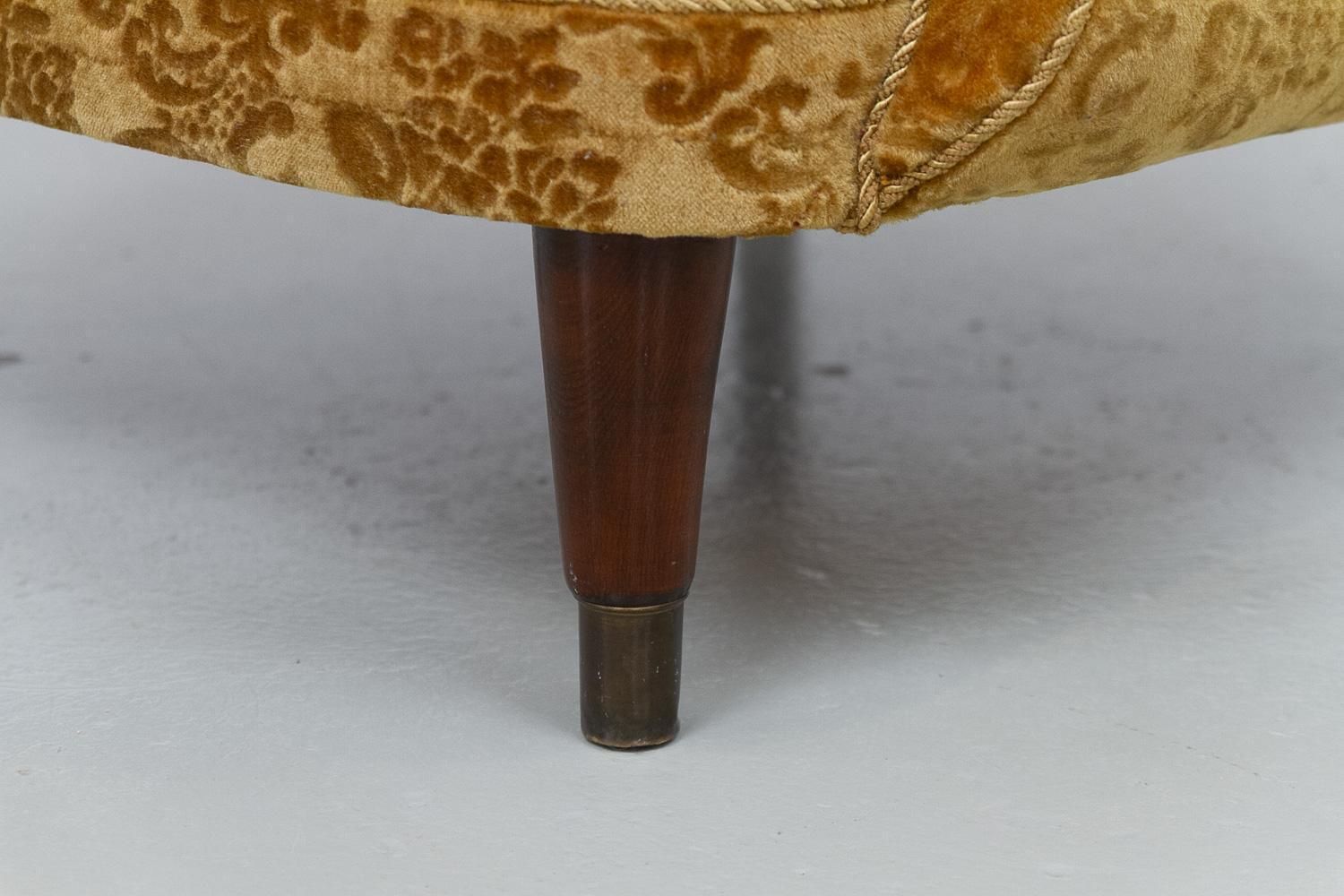 photo for sale Danish Art Deco Lounge Chair In Golden Yellow Velvet, 1940s.