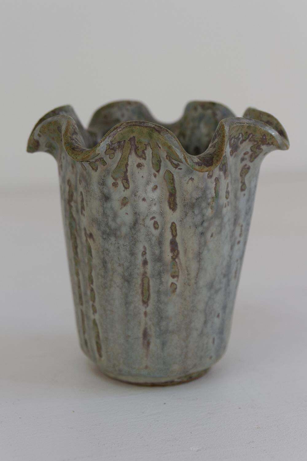Home Decor Arne Bang Stoneware Vase With Blue And Green Glaze, Denmark 1940s. photo