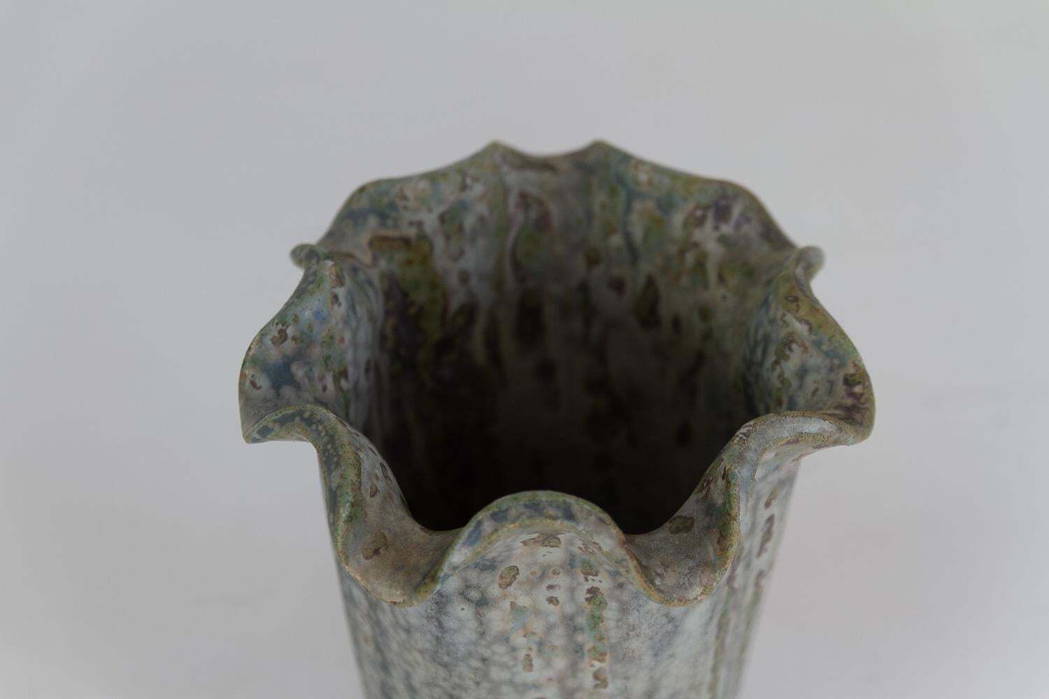 1244.0 Arne Bang Stoneware Vase With Blue And Green Glaze, Denmark 1940s. photo