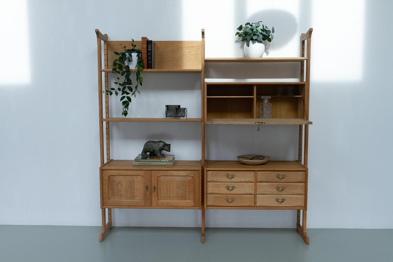 photo vinterior Danish Freestanding Oak Bookcase By Henning Kjærnulf For Nyrup Møbler, 1960s.