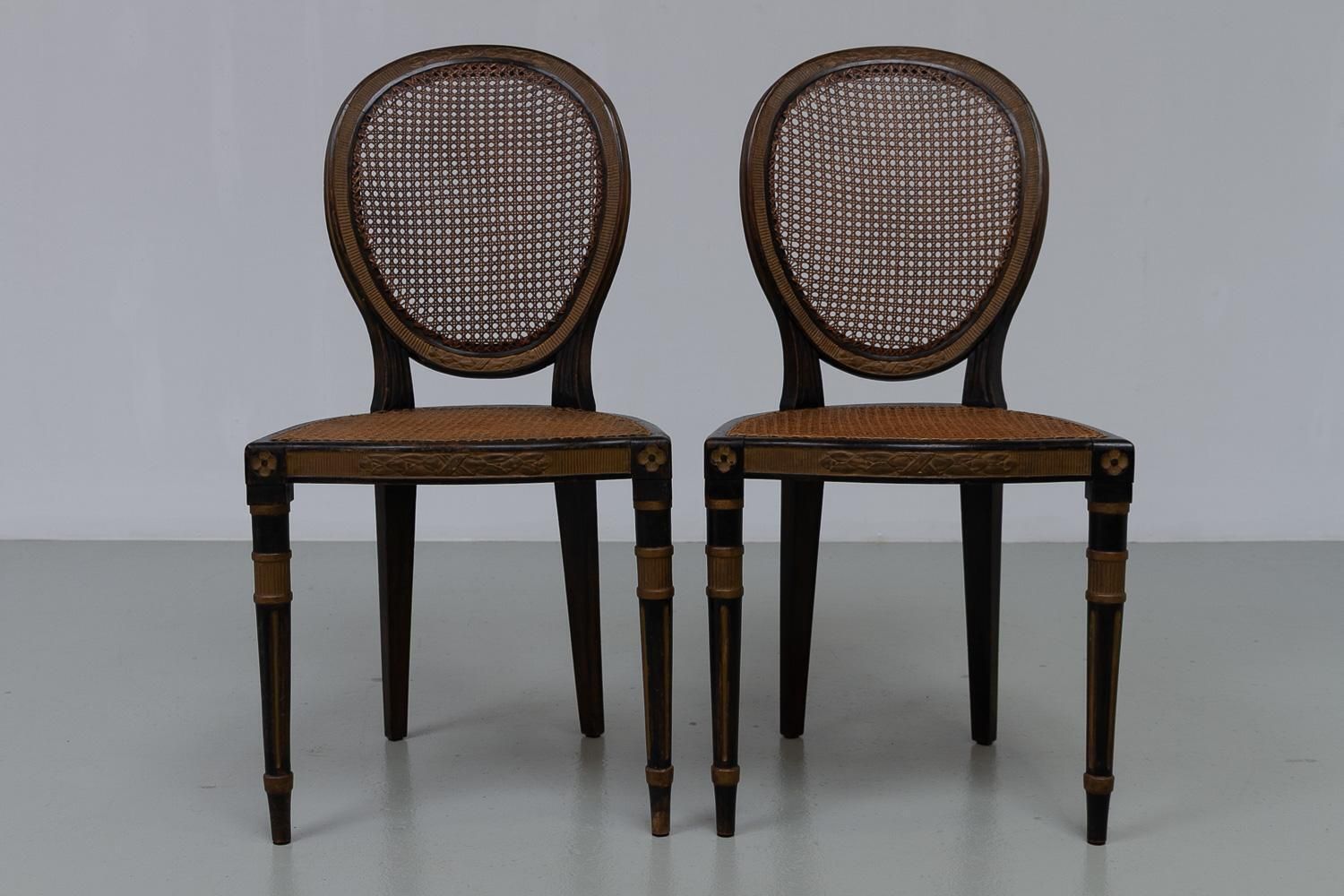 French Louis XVI Style Cane Side Chairs, 1880s. Set Of 2. photo furniture