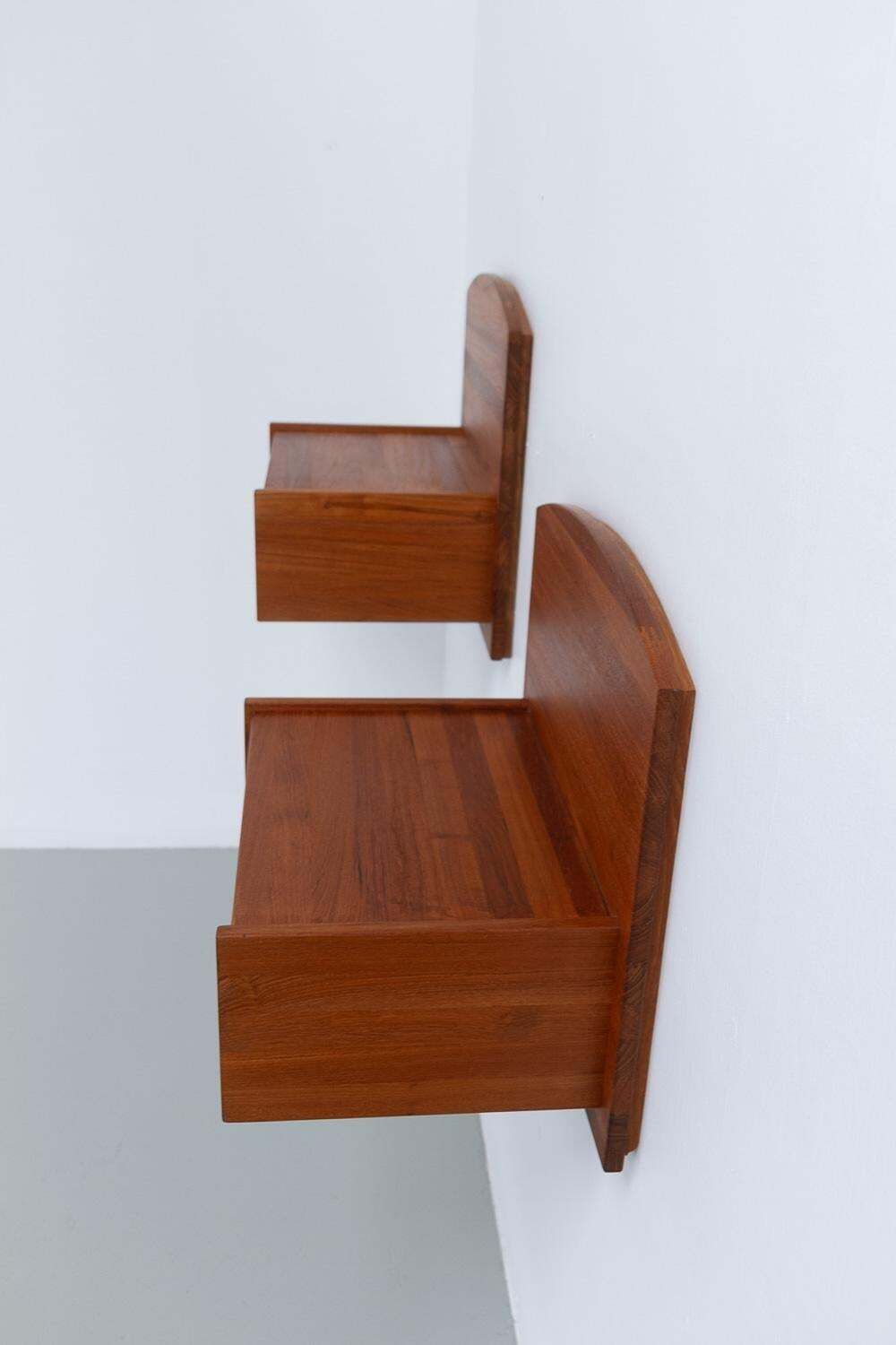 Danish Wall Mounted Bedside Tables In Solid Teak By Trip Trap, 1980s. Set Of 2. photo buy