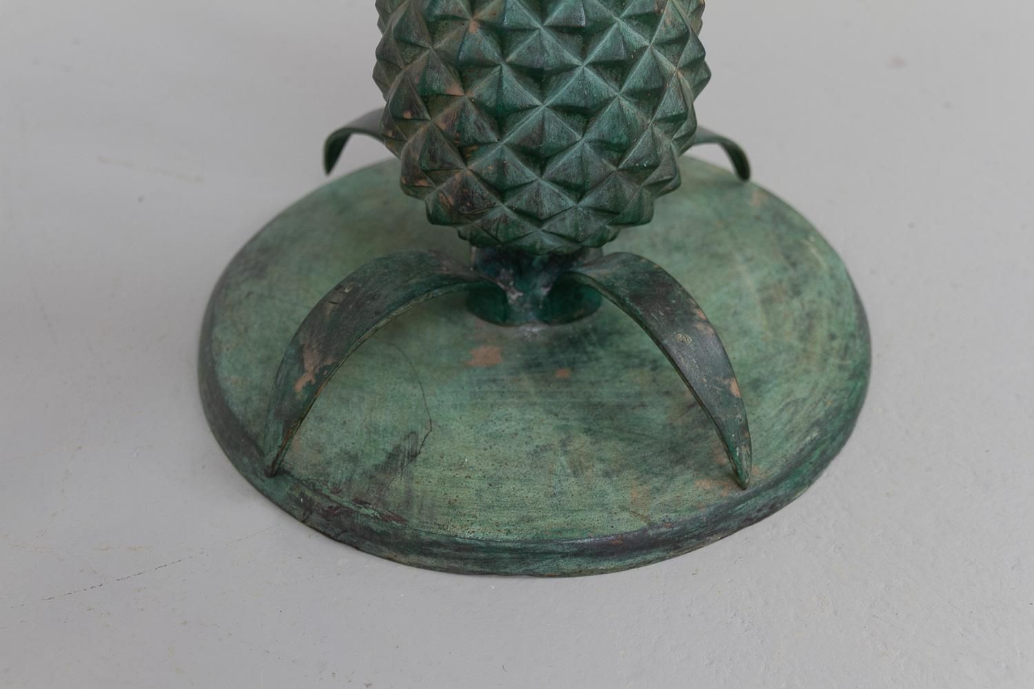 photo furniture French Hollywood Regency Pineapple Side Table In Brass And Glass. 1970s.