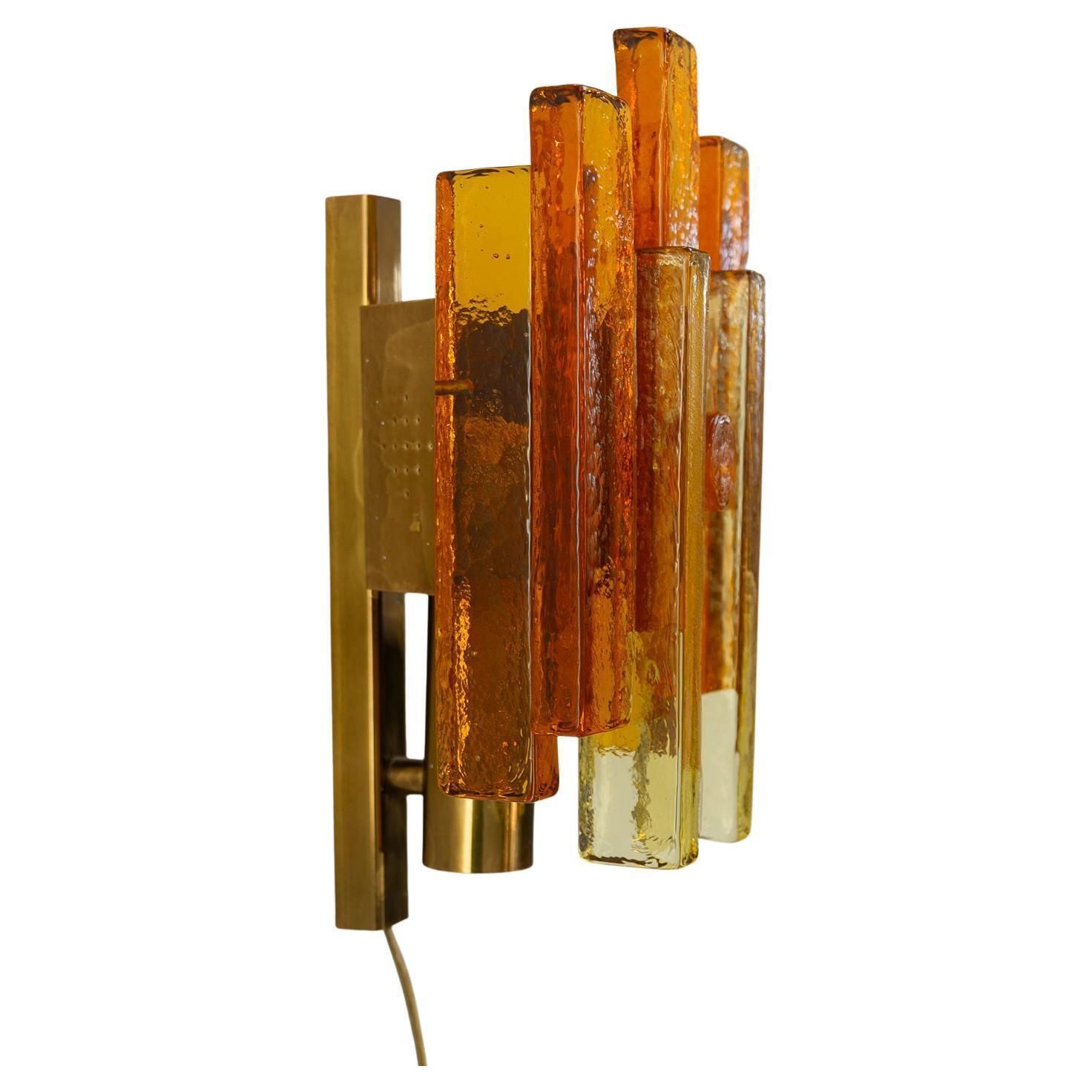 Stacked Glass And Brass Wall Sconce By Svend Aage Holm Sørensen, 1960s.