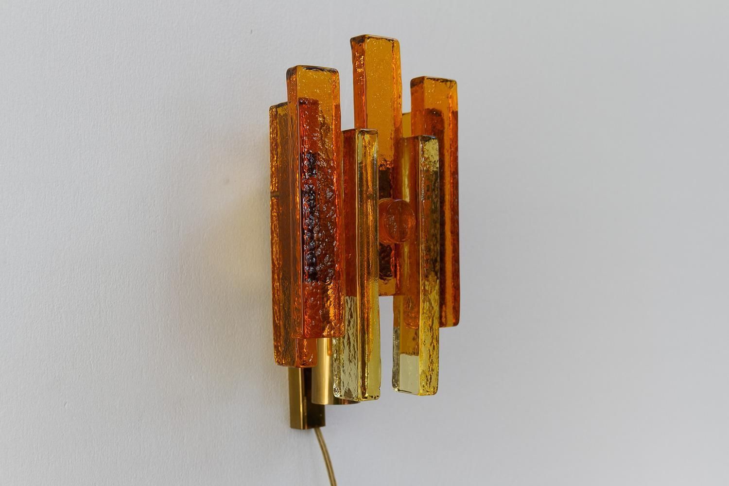 Stacked Glass And Brass Wall Sconce By Svend Aage Holm Sørensen, 1960s. photo for sale