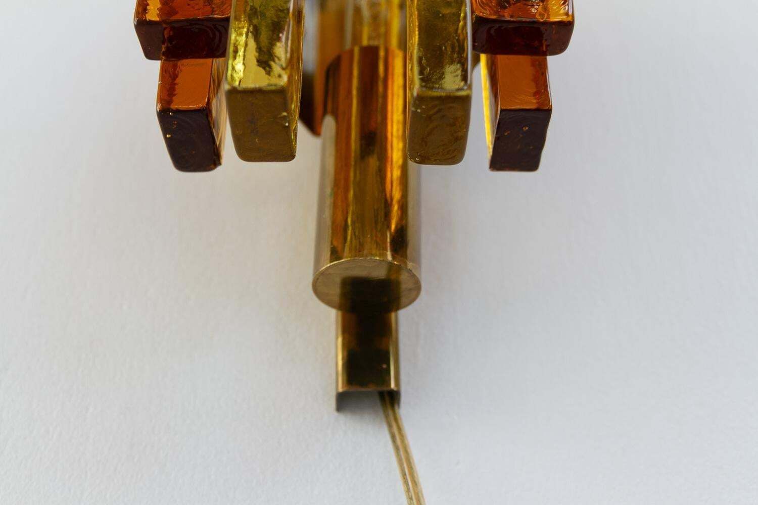 Stacked Glass And Brass Wall Sconce By Svend Aage Holm Sørensen, 1960s. photo buy