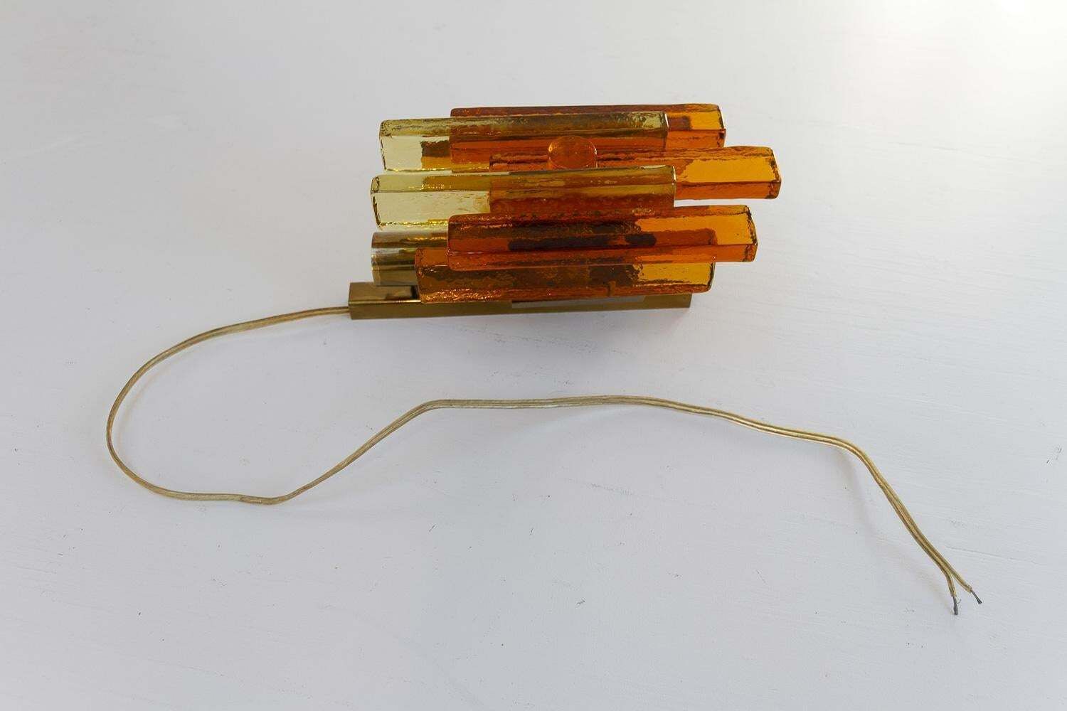 photo buy Stacked Glass And Brass Wall Sconce By Svend Aage Holm Sørensen, 1960s.