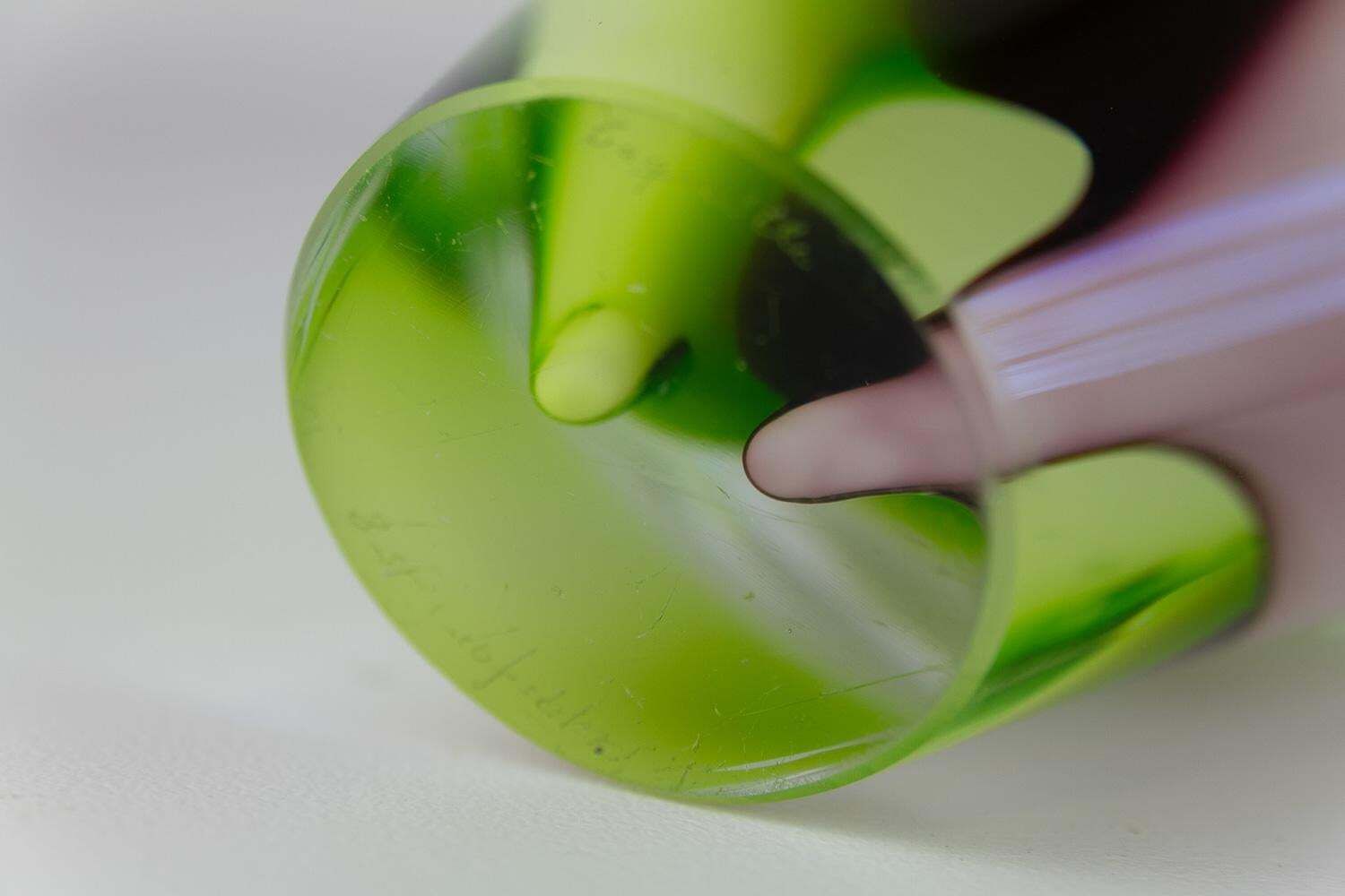 photo furniture Mid Century Coquille Glass Vase By Paul Kedelv For Flygsfors Sweden, 1950s.