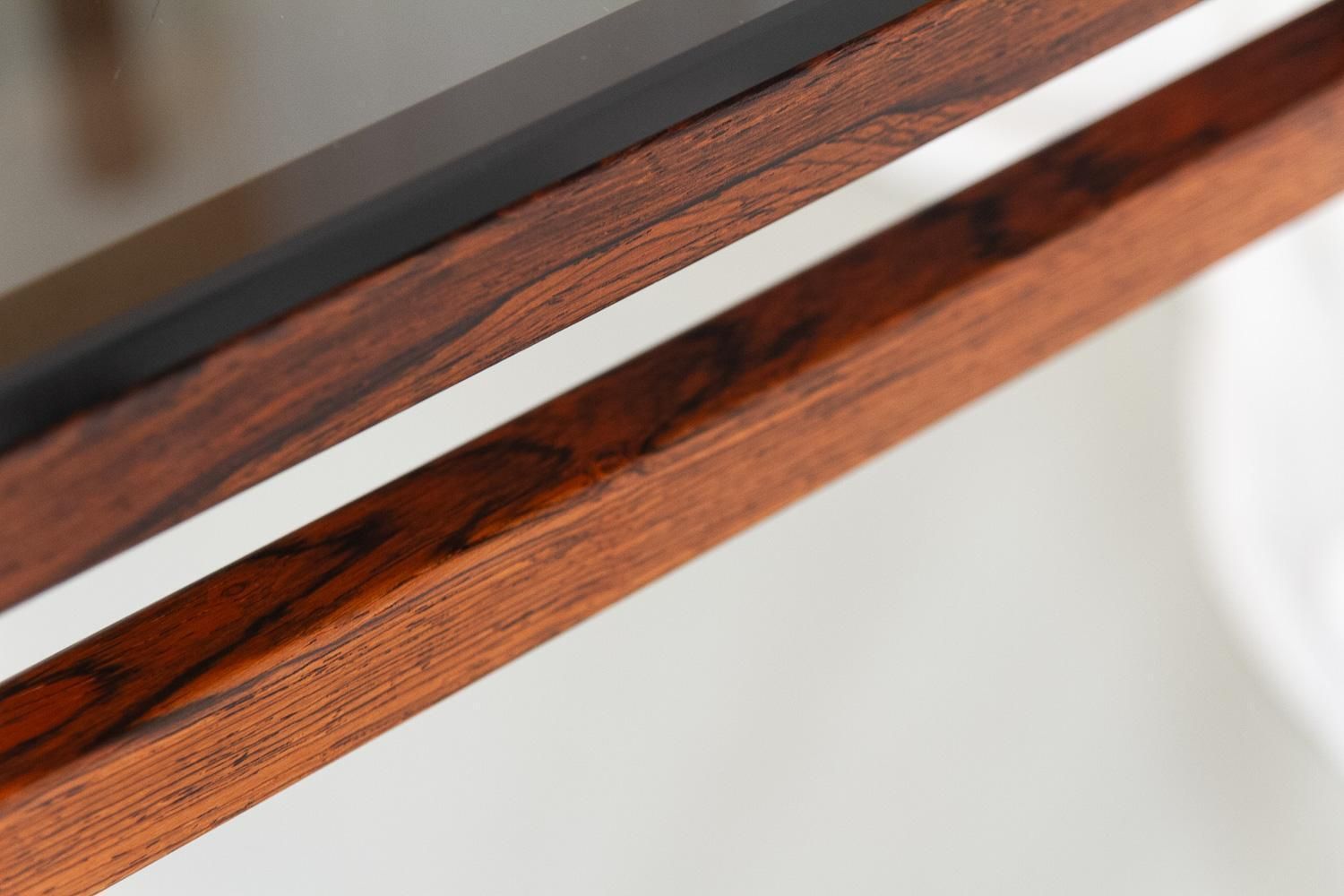 photo for sale Danish Modern Side Tables In Rosewood And Glass, 1960s. Set Of 2.