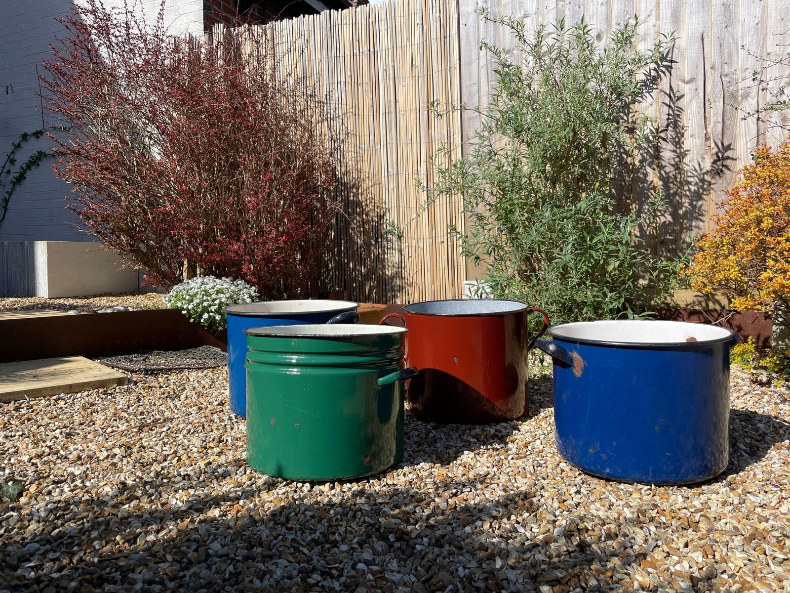 Extra Large Vintage Industrial Emerald Green Enamelled Metal Planter photo vinterior
