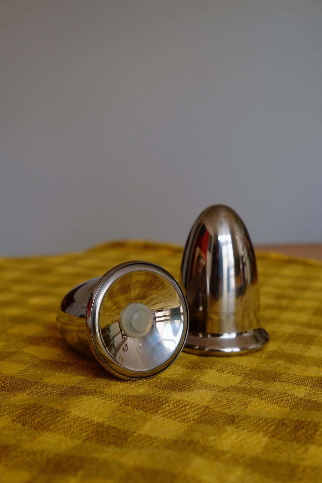 Mid Century 1960's Stainless Steel Bullet Salt And Pepper Shakers photo Home Decor