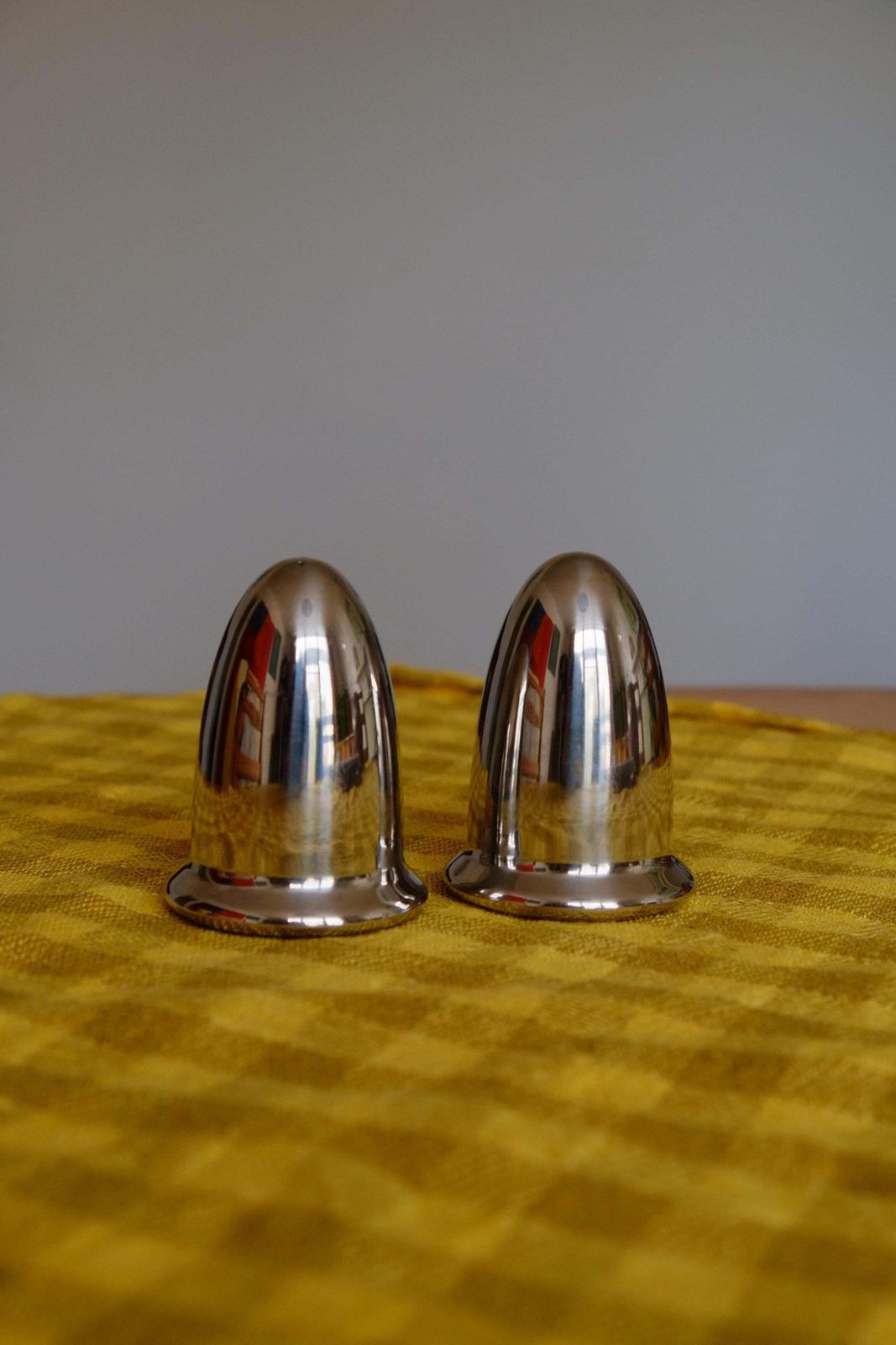 Mid Century 1960's Stainless Steel Bullet Salt And Pepper Shakers photo vinterior
