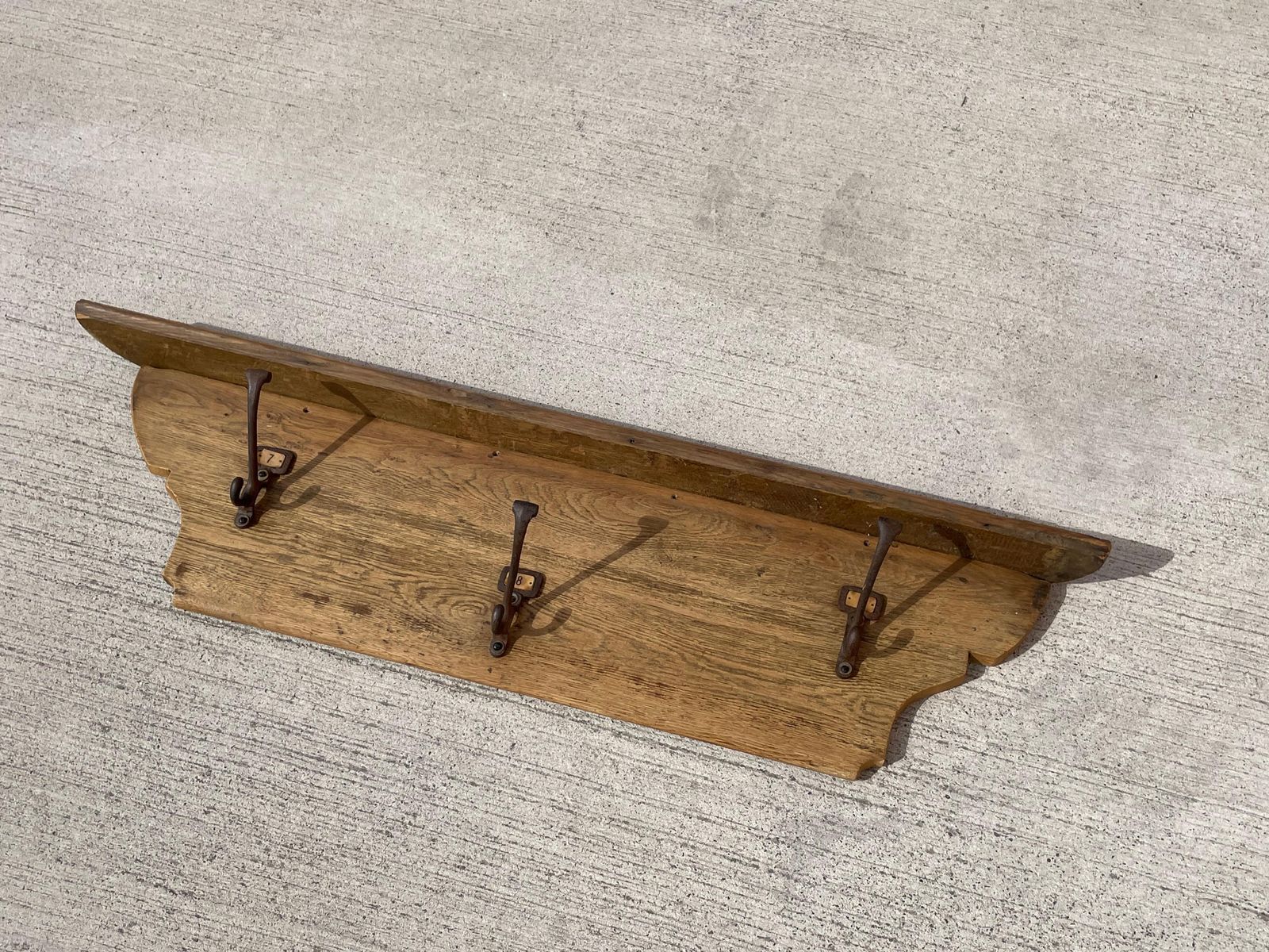 Large Old Victorian School Oak & Cast Iron Coat Hooks   Coat Stand photo for sale