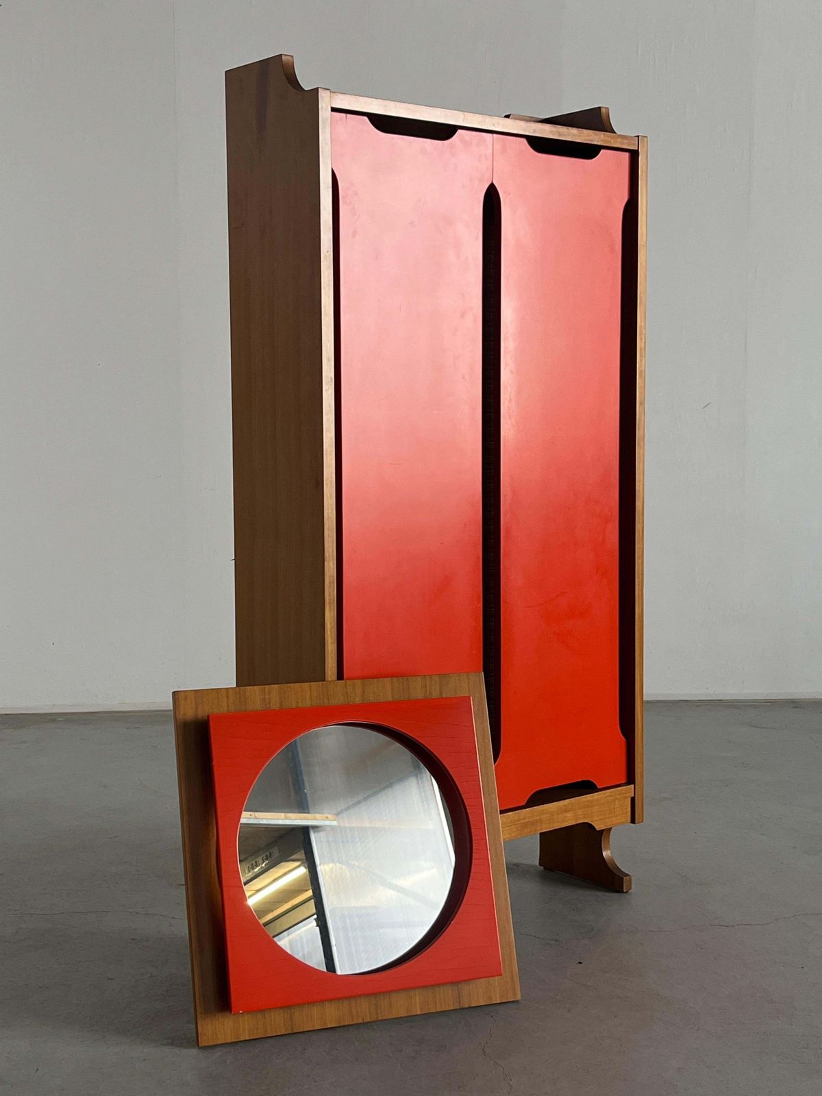 Italian Vintage Constructivist Wooden Cabinet, Mid Century Modern 1960s Italy photo Furniture