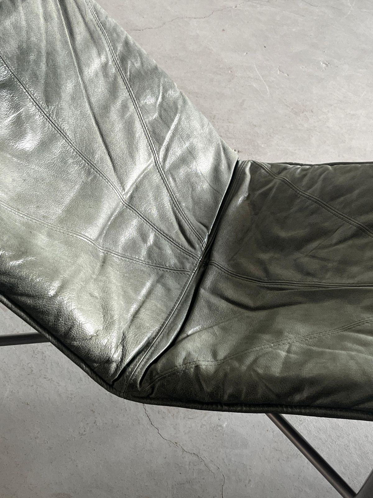 Vintage Leather Chaise Longue In Faded Green Leather By Tord Bjorklund For Ikea photo vinterior