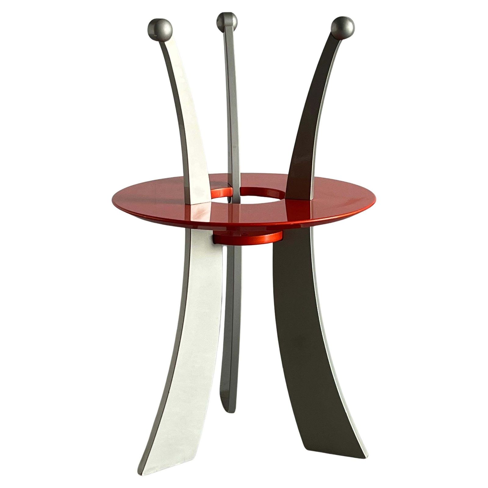 Orchidea Side Table, Massimo Morozzi For Archizoom, Silver And Orange, 80s Italy
