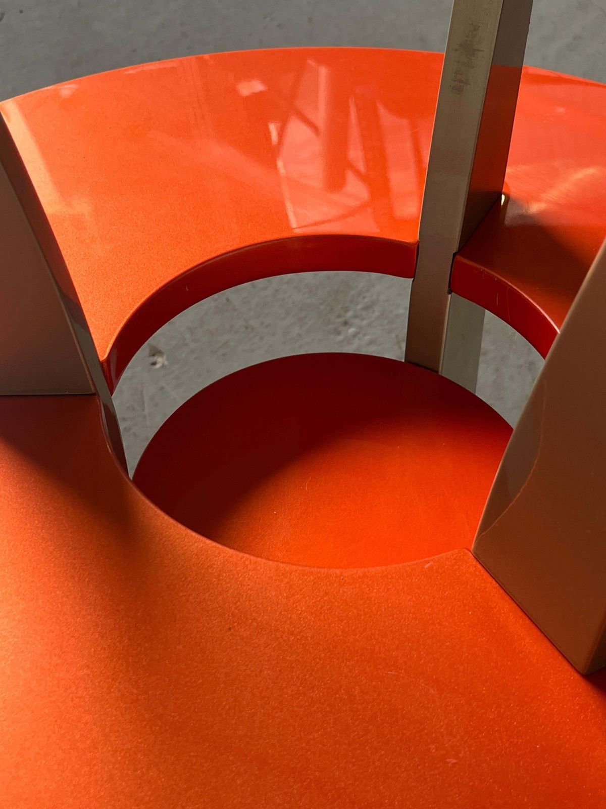 photo furniture Orchidea Side Table, Massimo Morozzi For Archizoom, Silver And Orange, 80s Italy