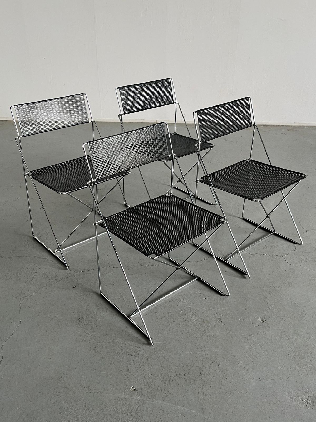 Set Of 4 Vintage Black 'X Line' Chairs By Niels Jørgen Haugesen For Magis, 1980s photo 1072.0