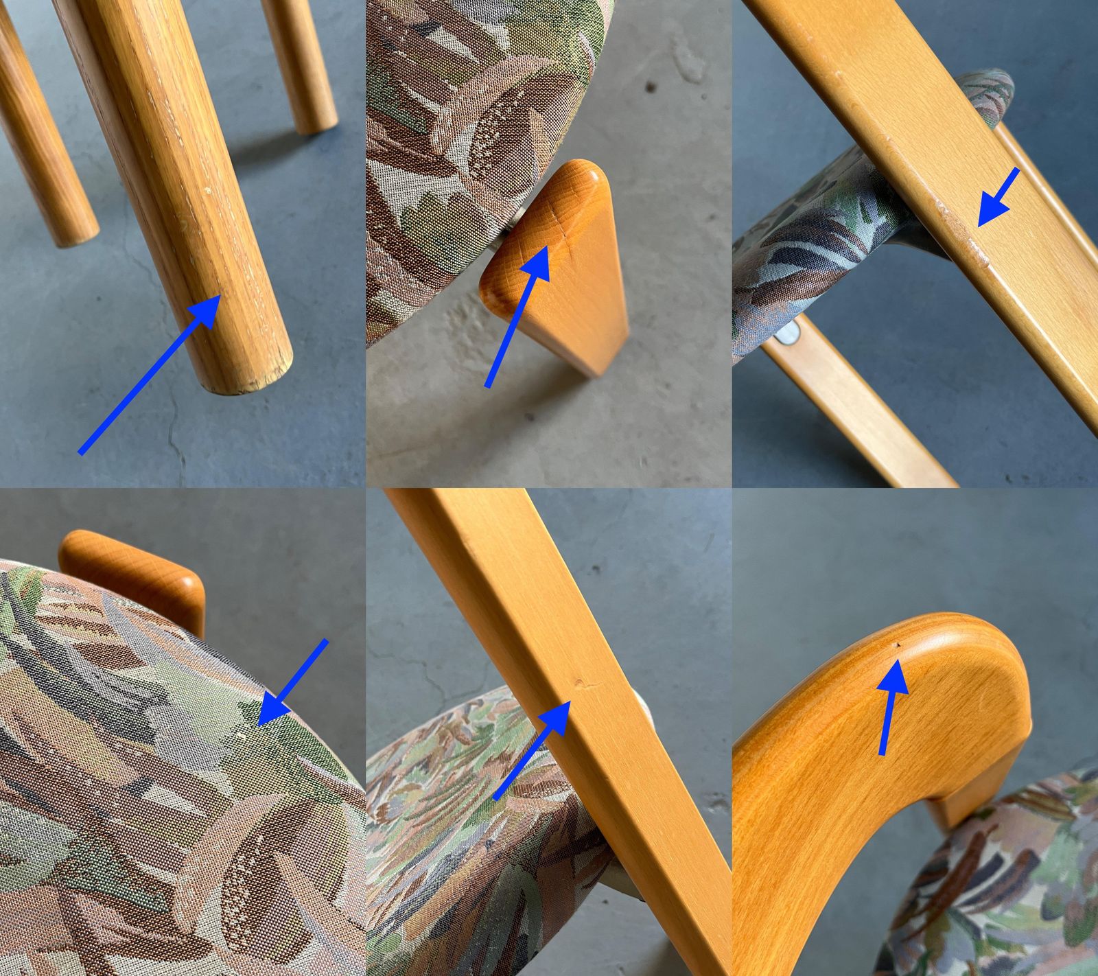 Furniture 1 Of 3 Vintage Bruno Rey Mid Century Dining Chairs With Floral Pattern Seats photo
