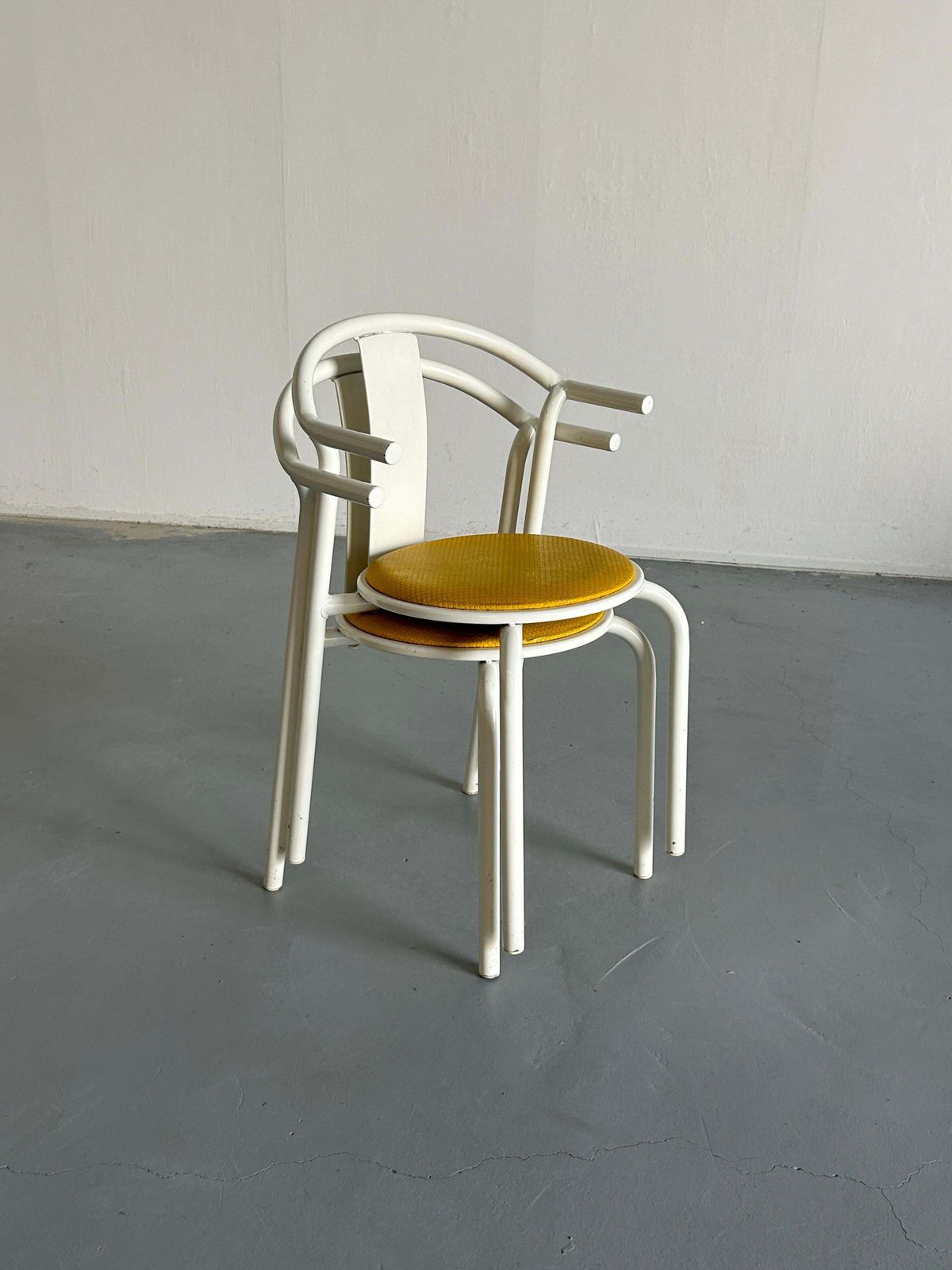 photo buy Pair Of Vintage Ikea Postmodern Memphis Maxmo Metal Dining Chairs, 1980s Ikea