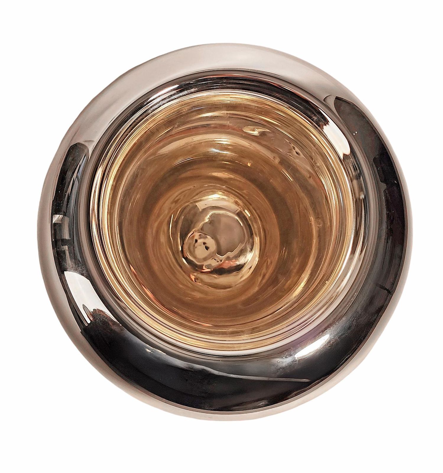 Mid 20th Century Space Age Modern Reflective Silvered Glass Footed Vase, Italy photo buy