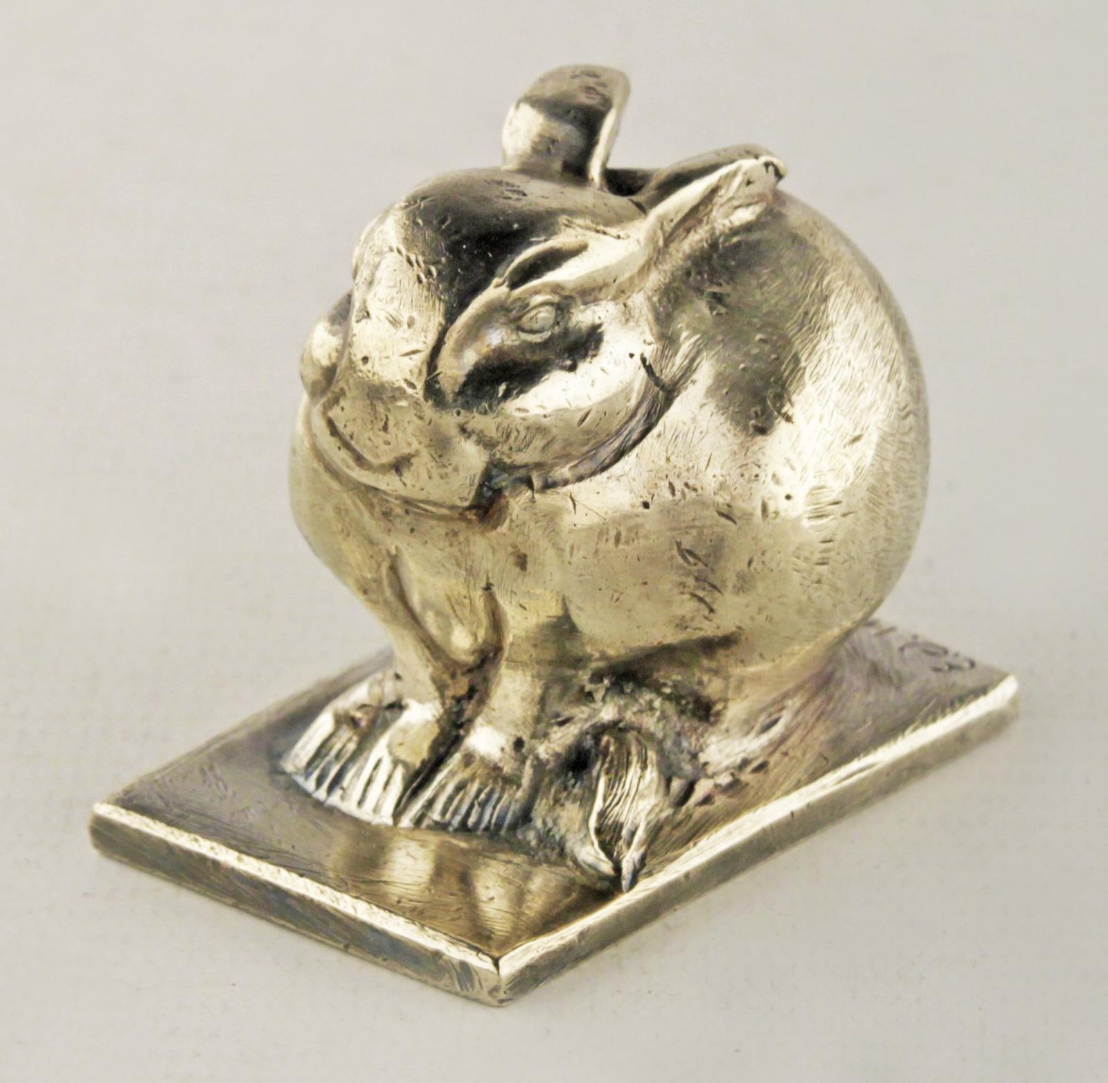 Art Déco Silvered/Nickeled Bronze Rabbit Sculpture Designed By Animalier Swiss Author édouard Marcel Sandoz For The French Firm Susse Frères photo furniture