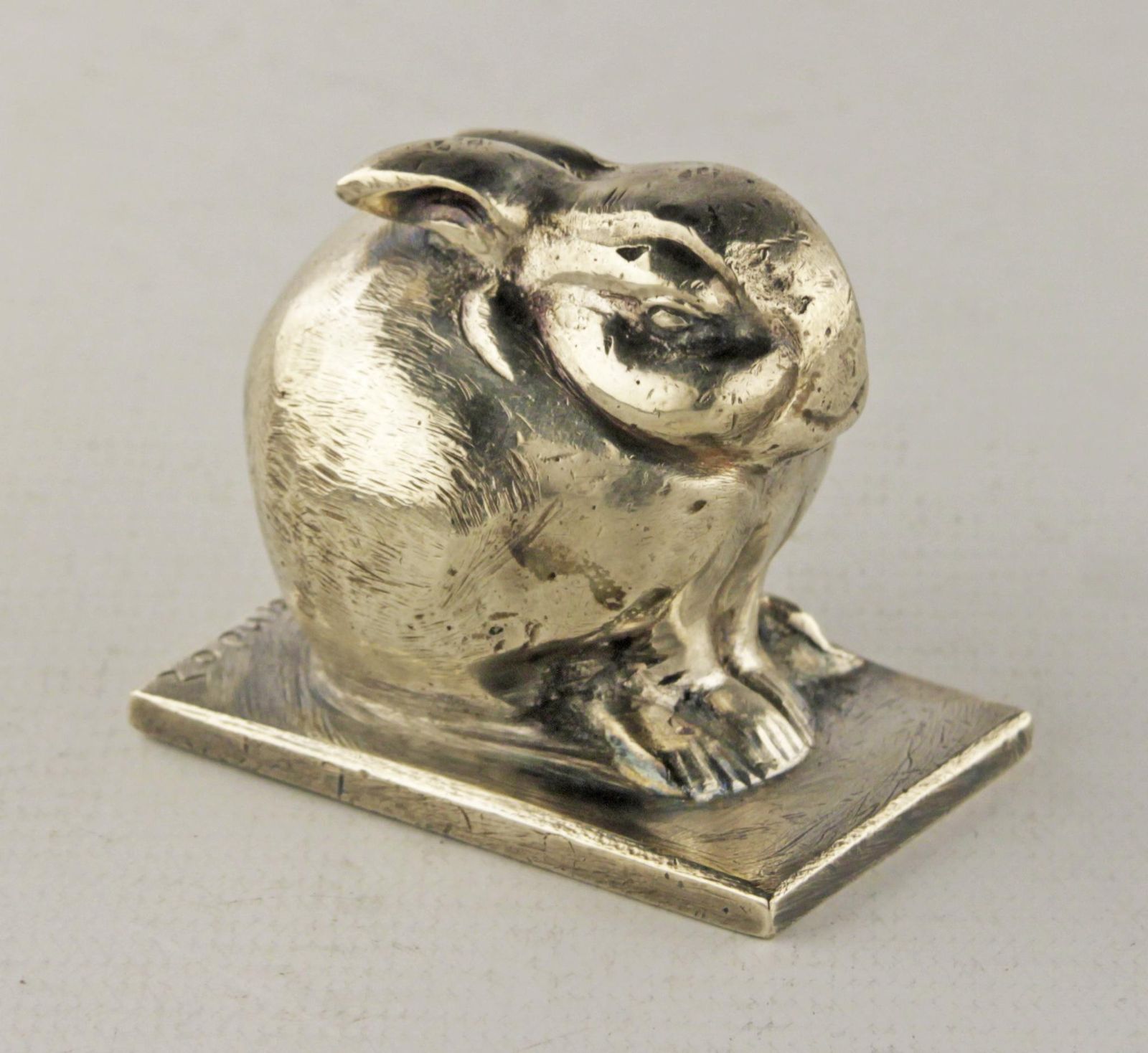 Art Déco Silvered/Nickeled Bronze Rabbit Sculpture Designed By Animalier Swiss Author édouard Marcel Sandoz For The French Firm Susse Frères photo for sale