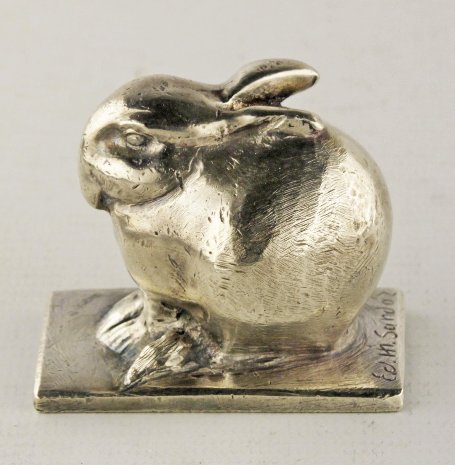 Art Déco Silvered/Nickeled Bronze Rabbit Sculpture Designed By Animalier Swiss Author édouard Marcel Sandoz For The French Firm Susse Frères photo 1300.0