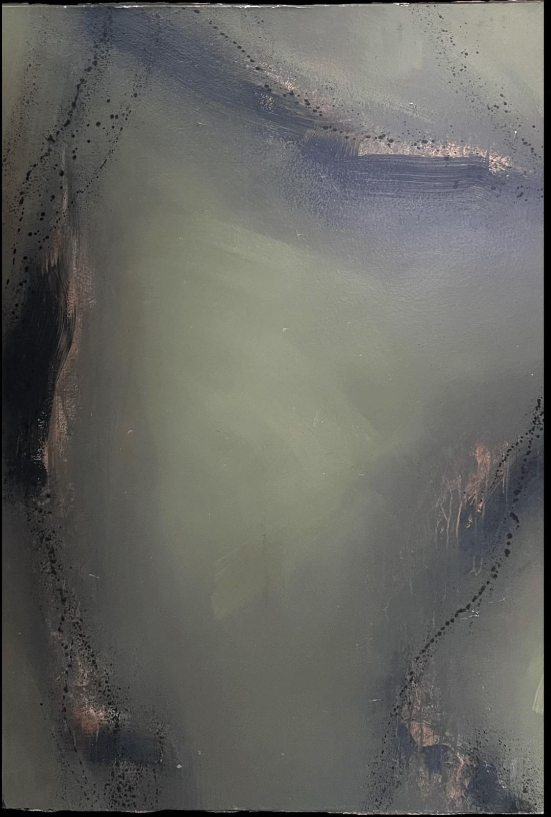 Jan Maïhuge French Contemporary Expressionist Signed Painting Atmospheric Greys2002 photo furniture