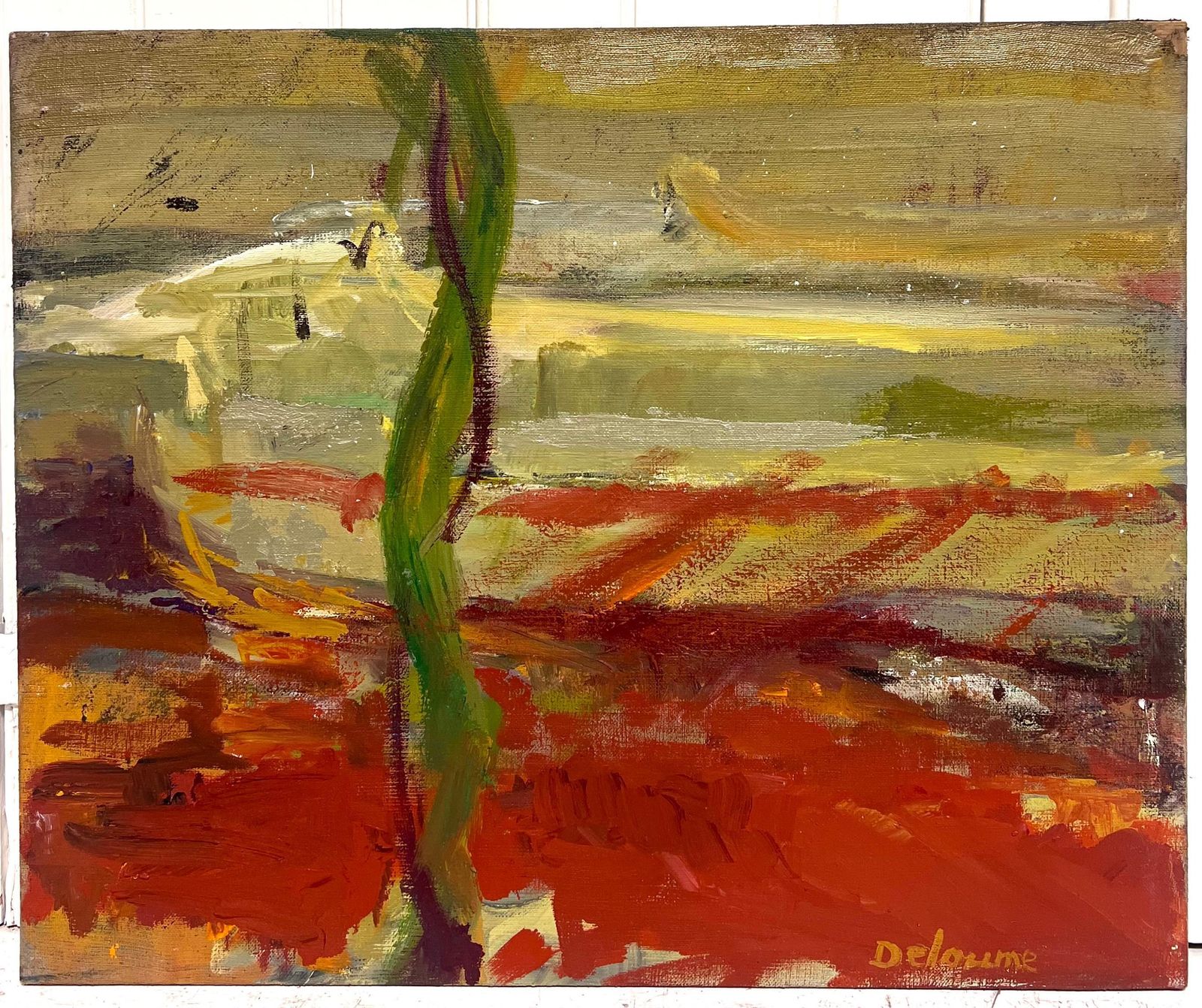 Marie Deloume (French Born 1942)large French 20th Century Abstract Expression Painting Fiery Red Colors1995 photo furniture