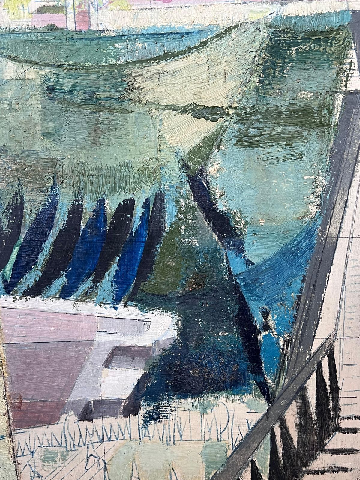 French Modernistmid 20th Century French Oil Painting Grand Canal Venice Muted Soft Colors photo Art