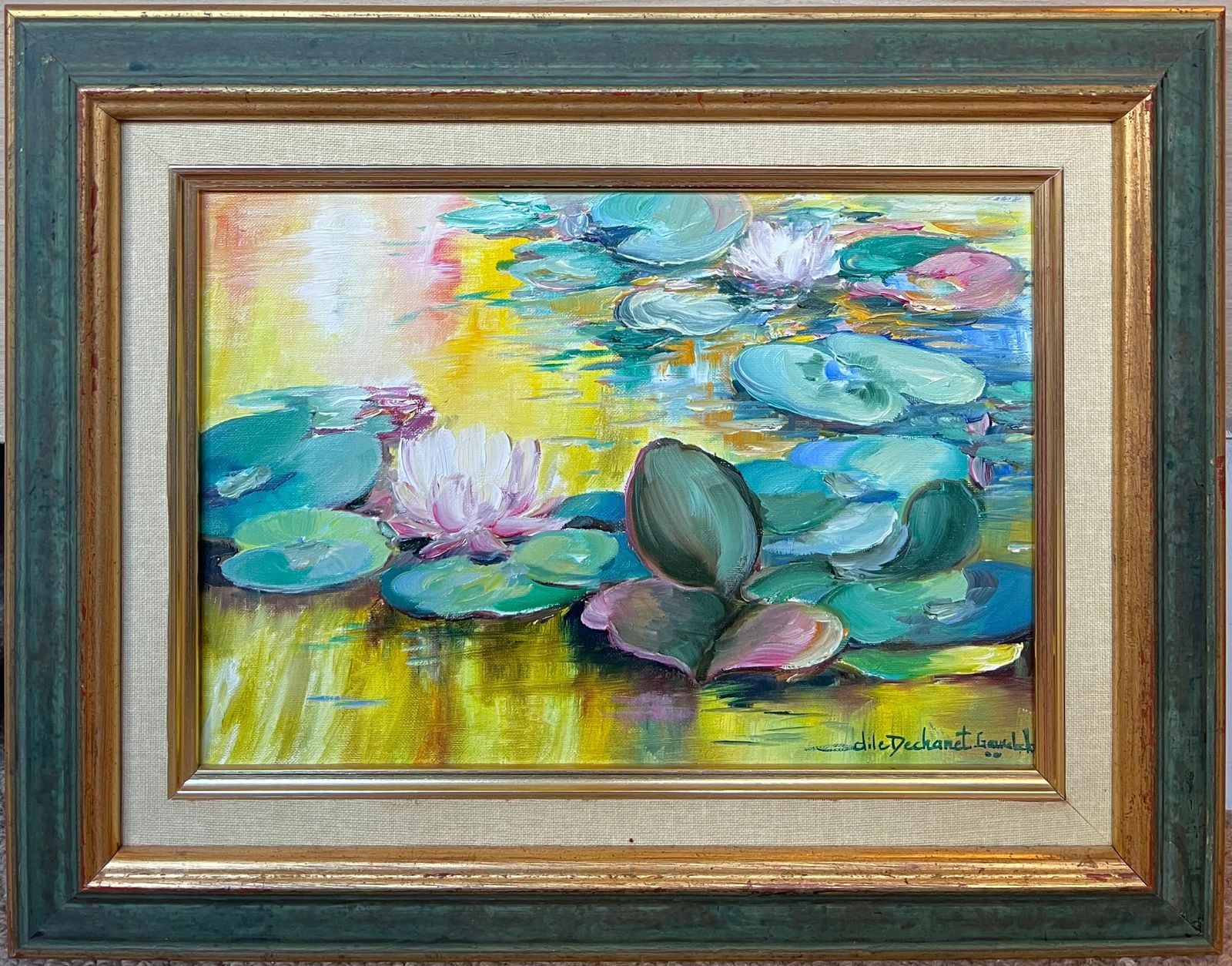 Odile Dechanetthe Waterlily Pond Signed Original French Oil Painting, 20th Century20th Century