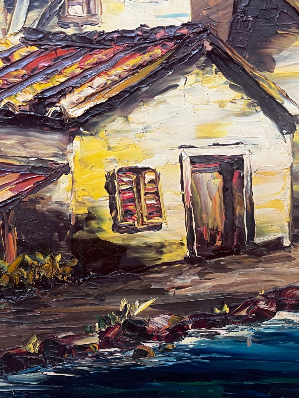 Léon Schwartz   Abrys20th Century French Expressionist Signed Oil Old Houses By River photo vinterior