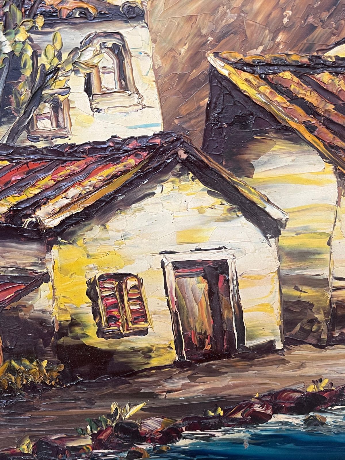 Art Léon Schwartz   Abrys20th Century French Expressionist Signed Oil Old Houses By River photo