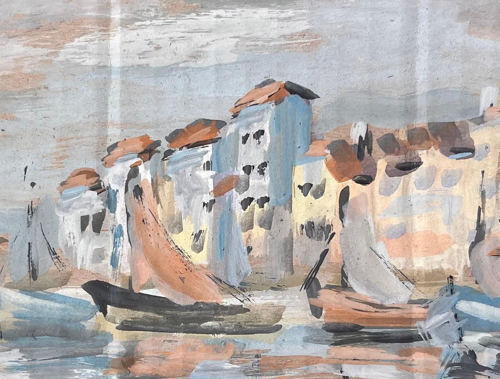 Fanch Lelfrench Harbour Scene With Sailing Boats And Seafront Houses In Le Croisic photo buy