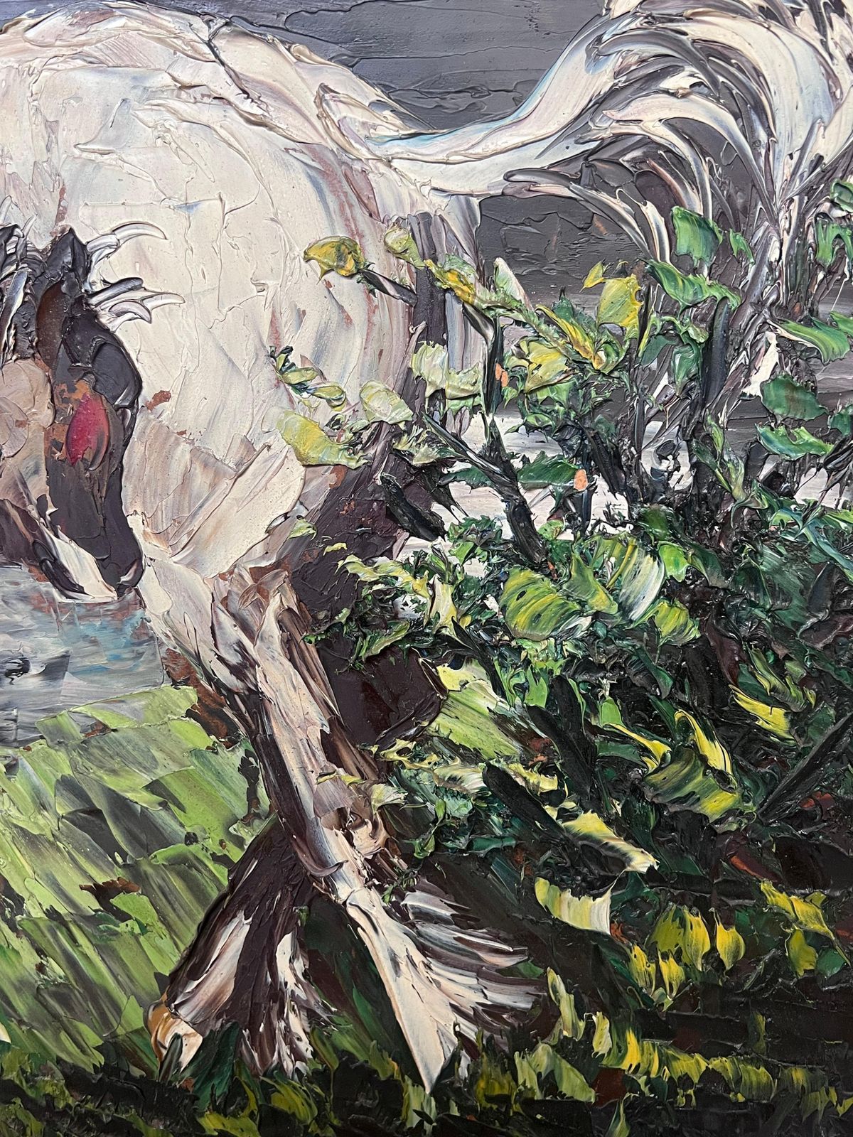 Léon Schwartz Abrysfrench Expressionist Signed Oil Horse & Her Foal In Landscape, 20th Century photo for sale