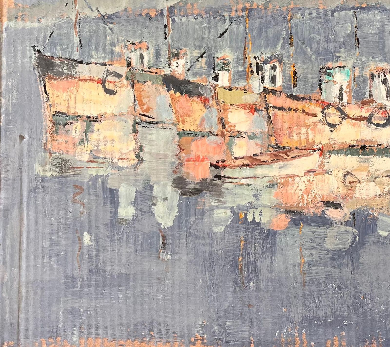Fanch Lelfrench Impressionist Harbour Scene With Moored Fishing Boats By Fanch Lel photo Art