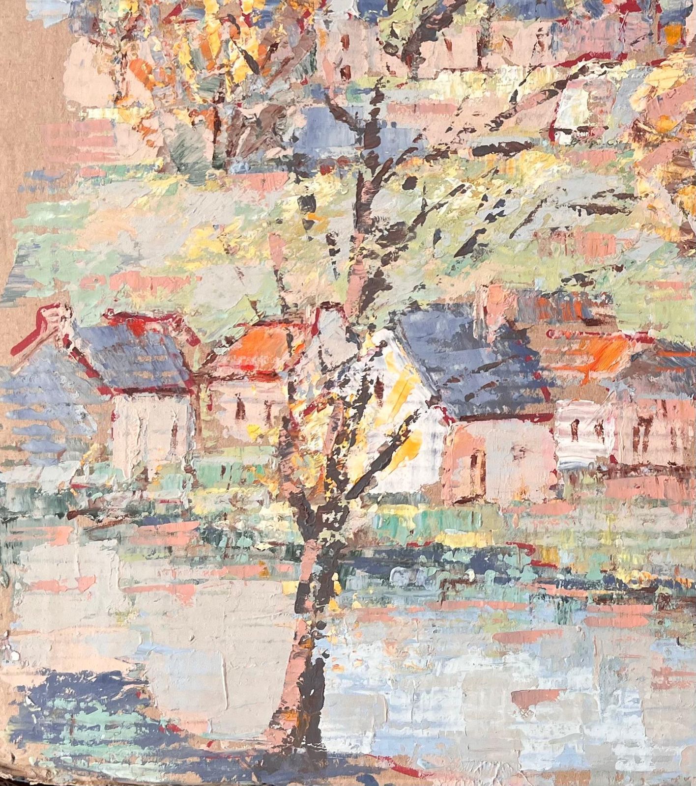 Fanch Lelimpressionist Village Hilltop Church Scene With Autumn Trees By Fanch Lel photo vinterior