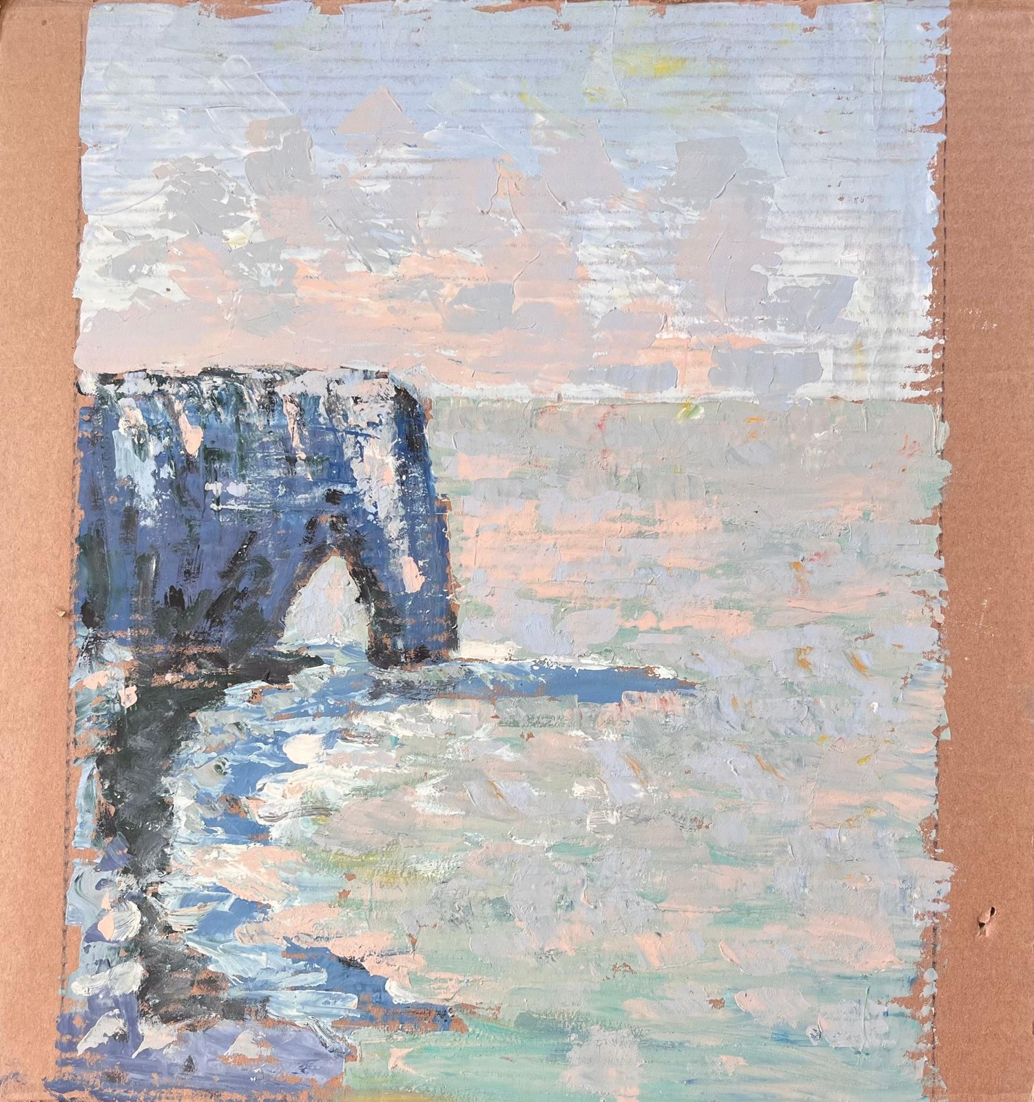 Fanch Lelfrench Impressionist Seascape Of étretat Cliffs Normandy Coast