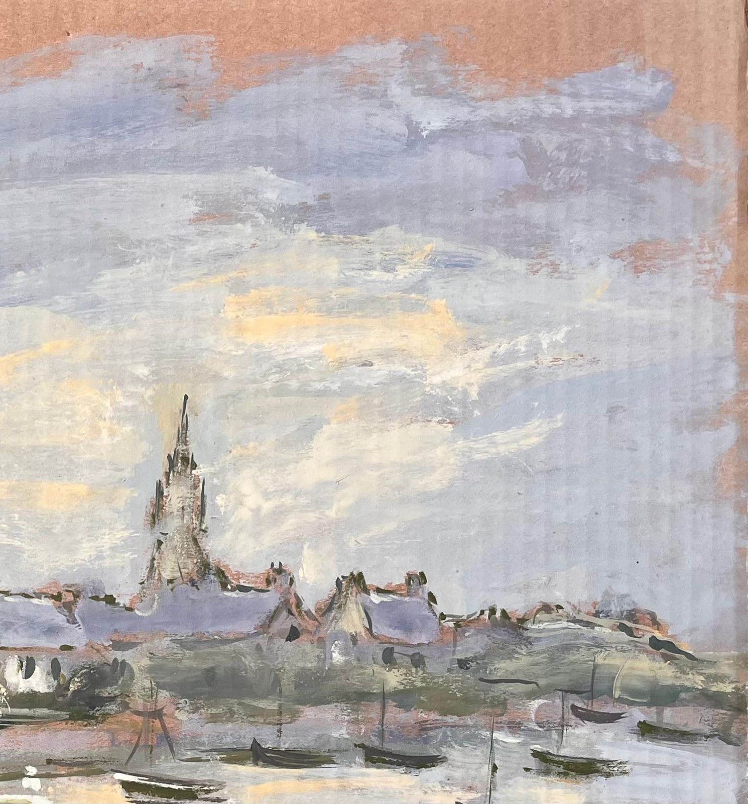 Fanch Lelfrench Impressionist Village Harbour With Boats At Dusk By Fanch Lel photo furniture