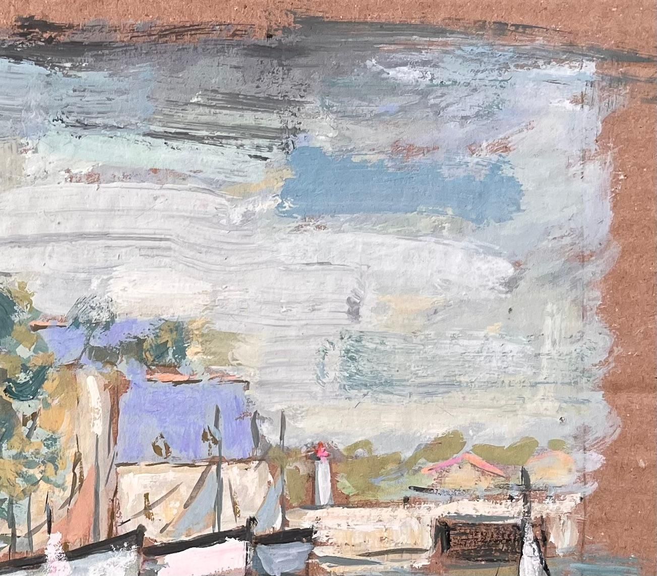 Fanch Lelfrench Impressionist Harbour Scene With Sailboats And Quayside Architecture photo 525.0