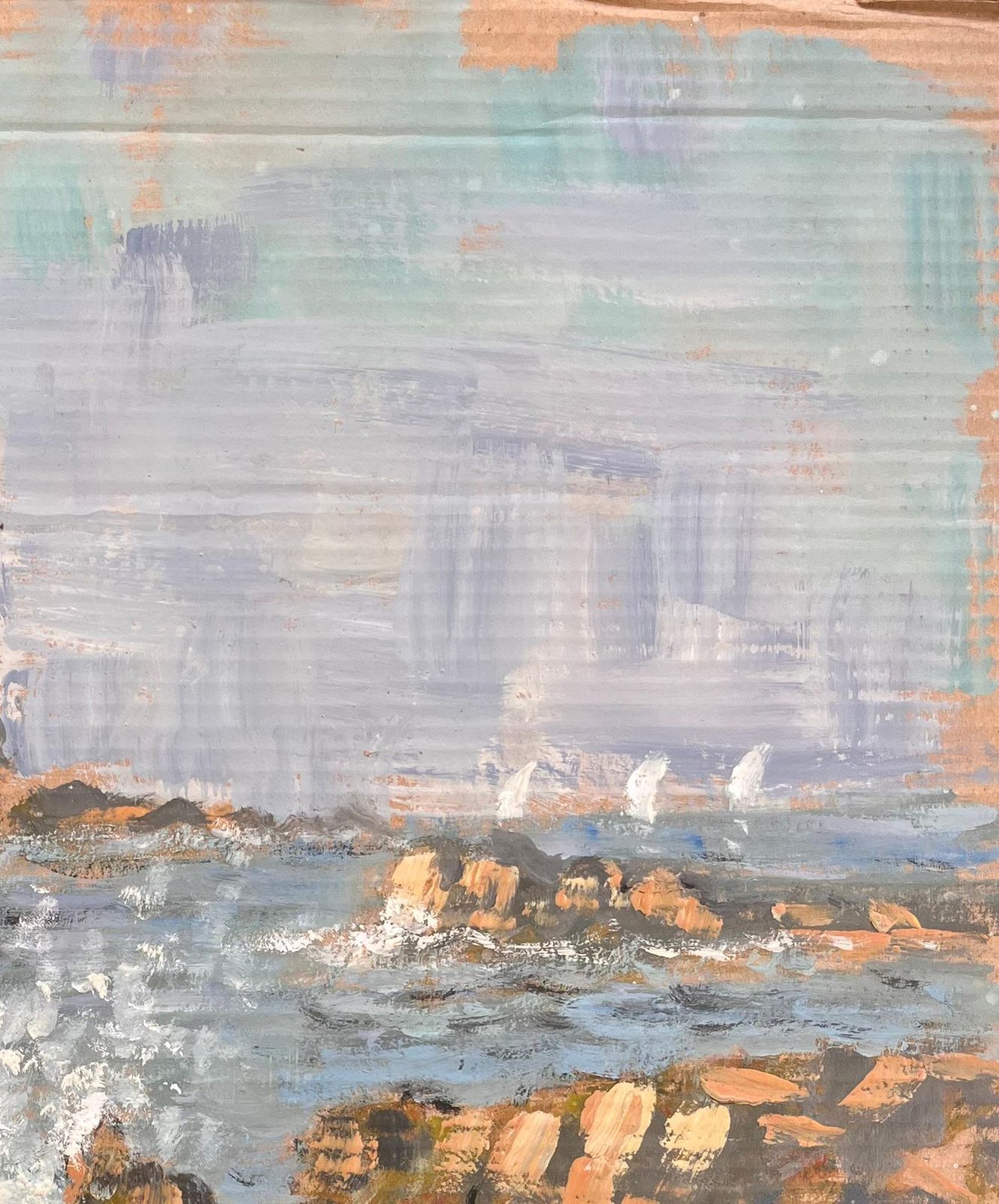 Fanch Lelimpressionist Seascape With Crashing Waves And Distant Lighthouse On Rocky Coast photo Art