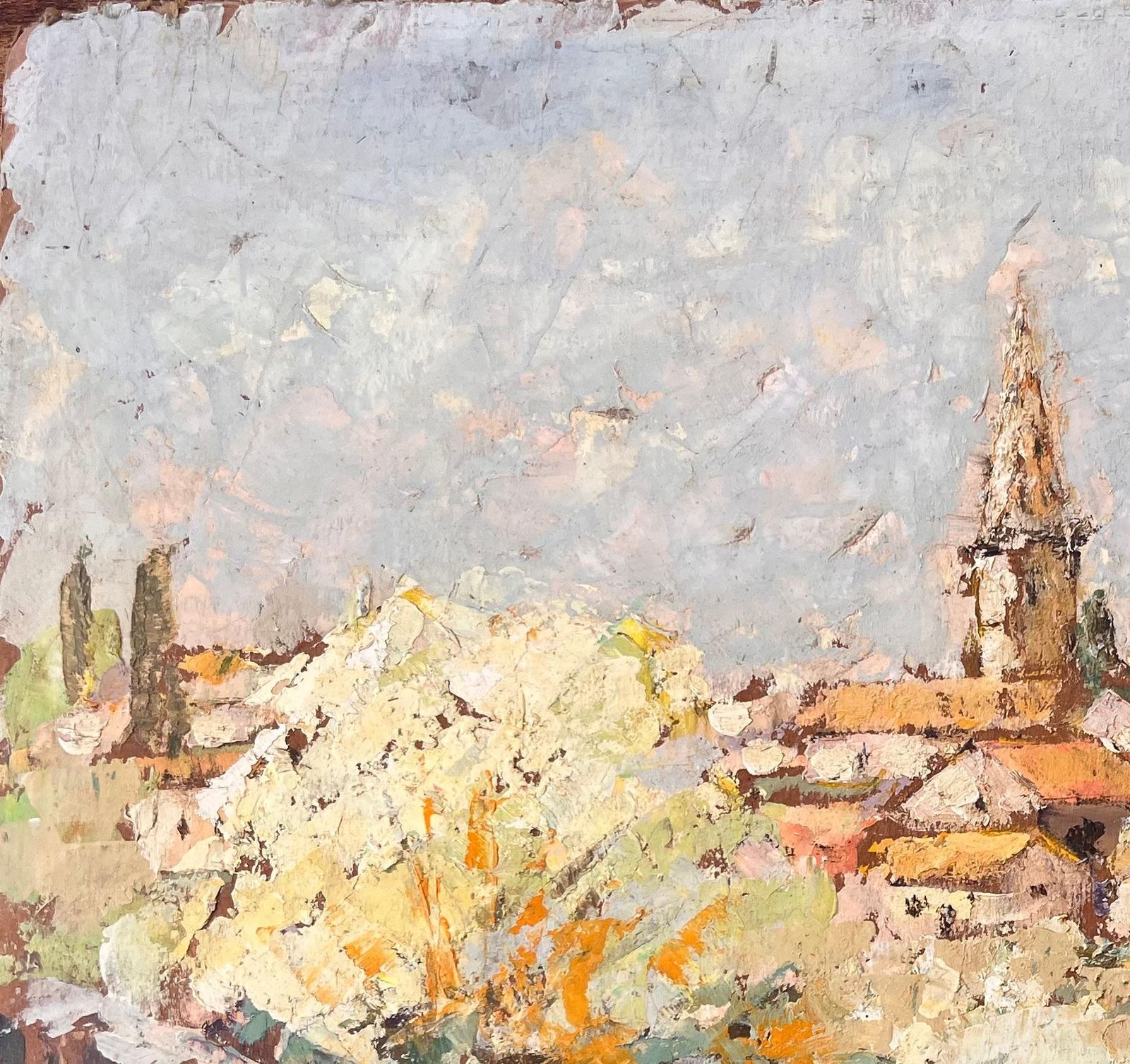 Fanch Lelimpressionist View Of Moissac France With Church Tower And Blossoming Trees photo for sale
