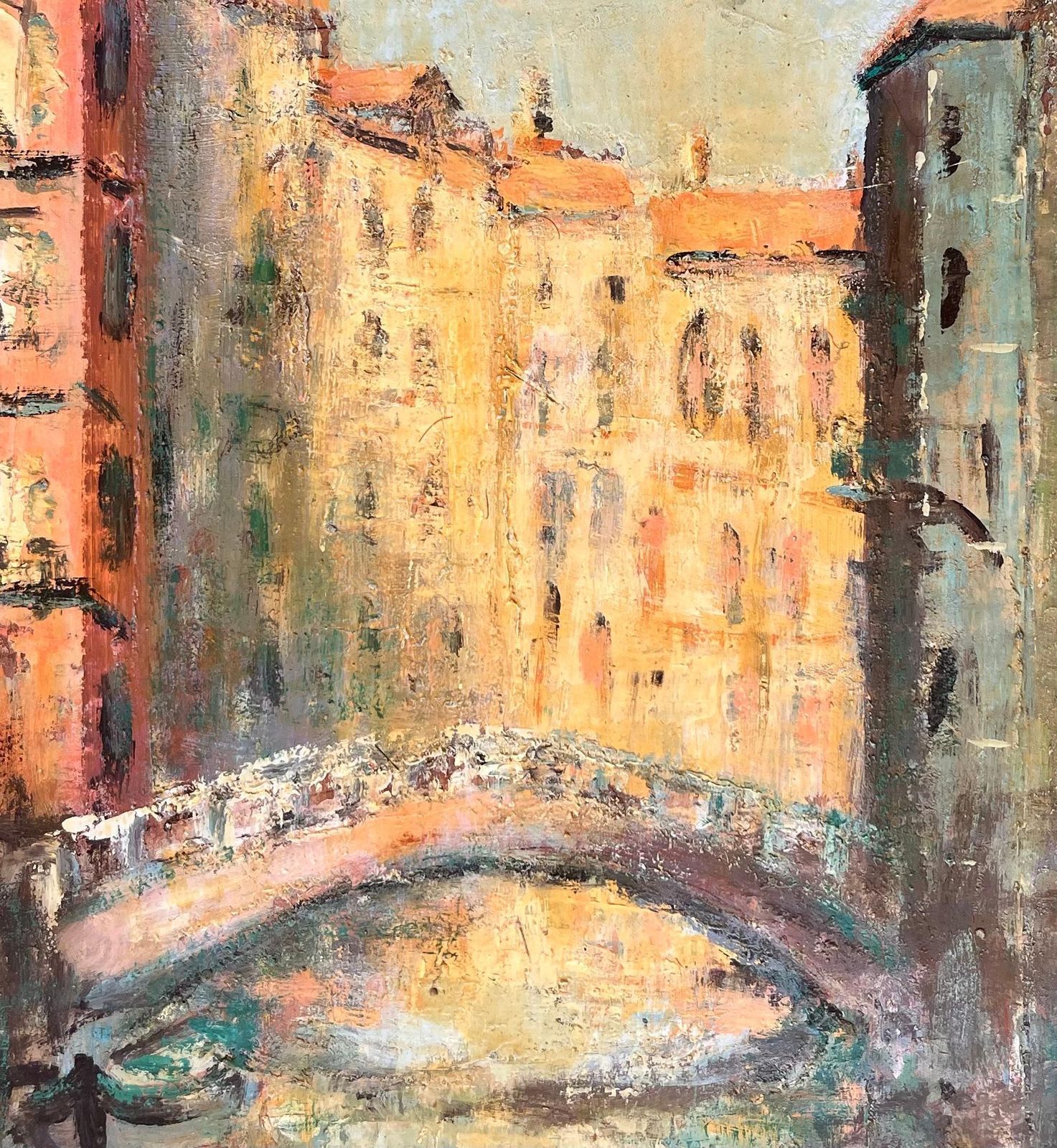 Fanch Lelimpressionist Painting Of Venetian Canal With Bridge And Sunlit Buildings photo buy