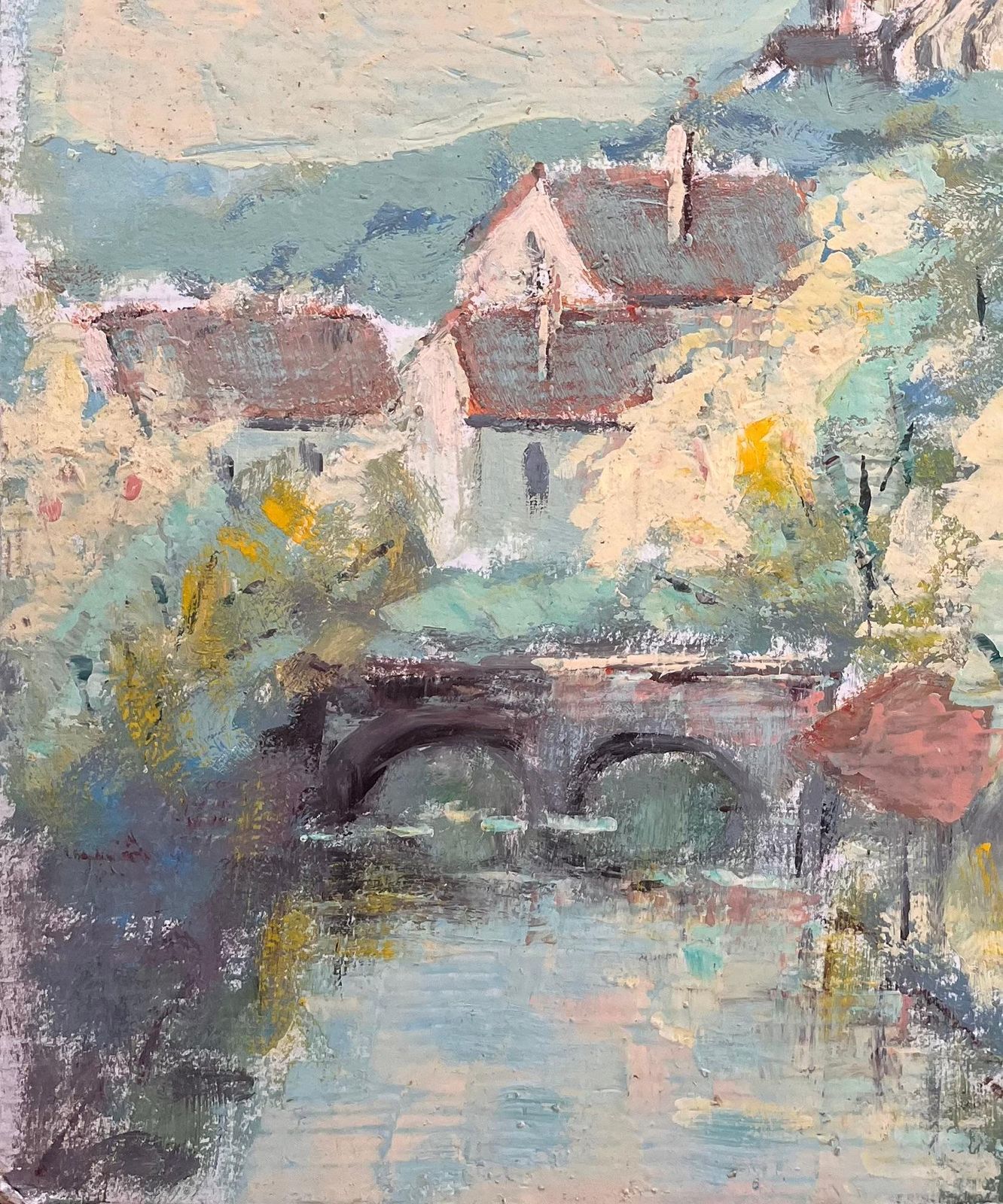 Fanch Lelimpressionist View Of Hilltop Cathedral And Bridge And Riverside Village photo 556.0