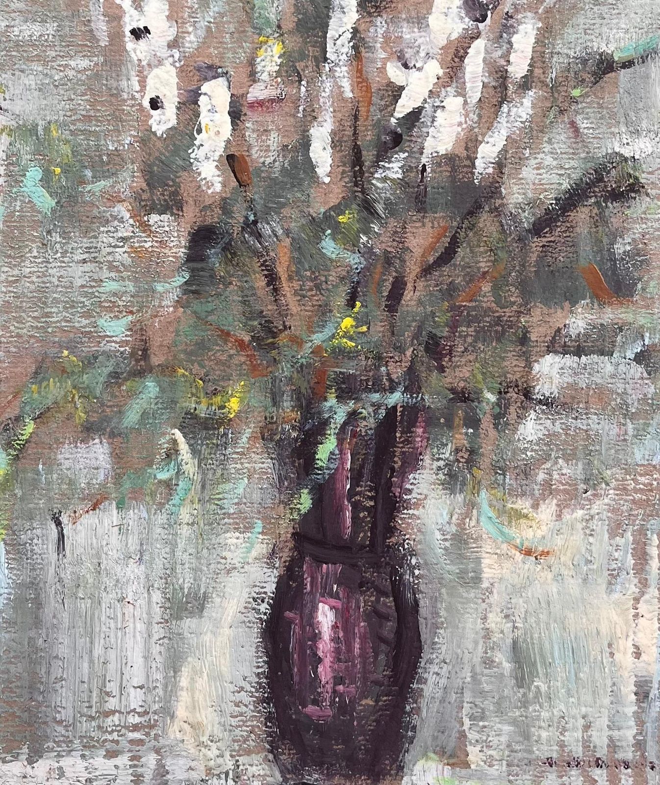 Fanch Lelimpressionist Still Life Of White Gladiolus Flowers In Plum Vase photo vinterior