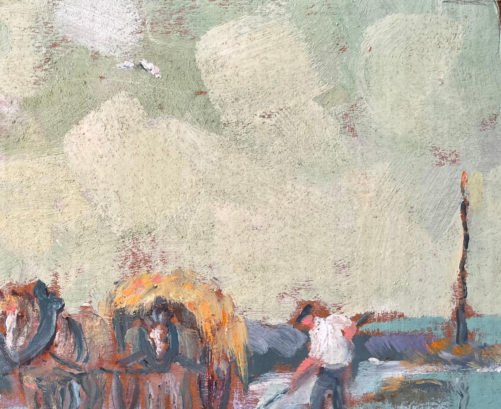 Fanch Lelimpressionist Rural Scene With Horse Cart And Farm Worker In Coastal Village photo Art