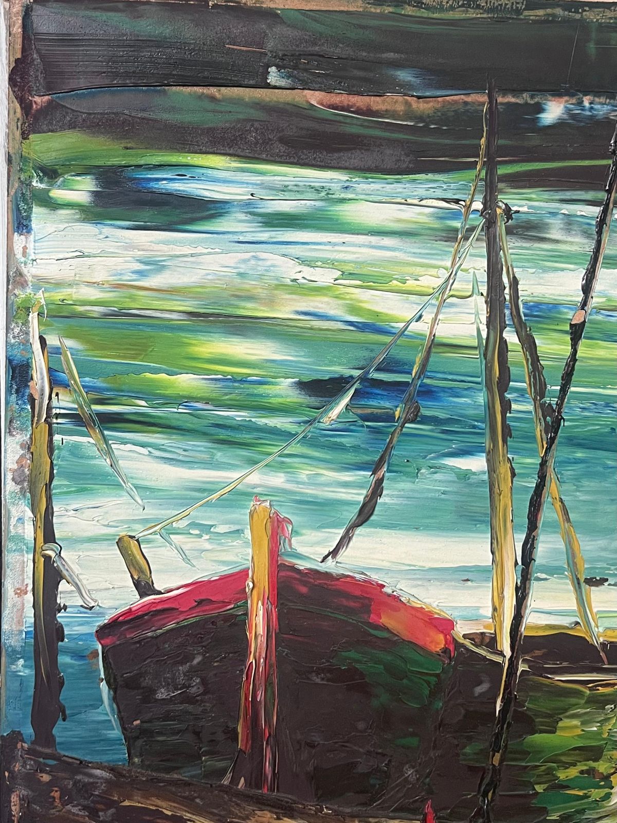 Léon Schwartz   Abrys20th Century French Expressionist Signed Oil Painting Boats On Harbor Edge photo vinterior