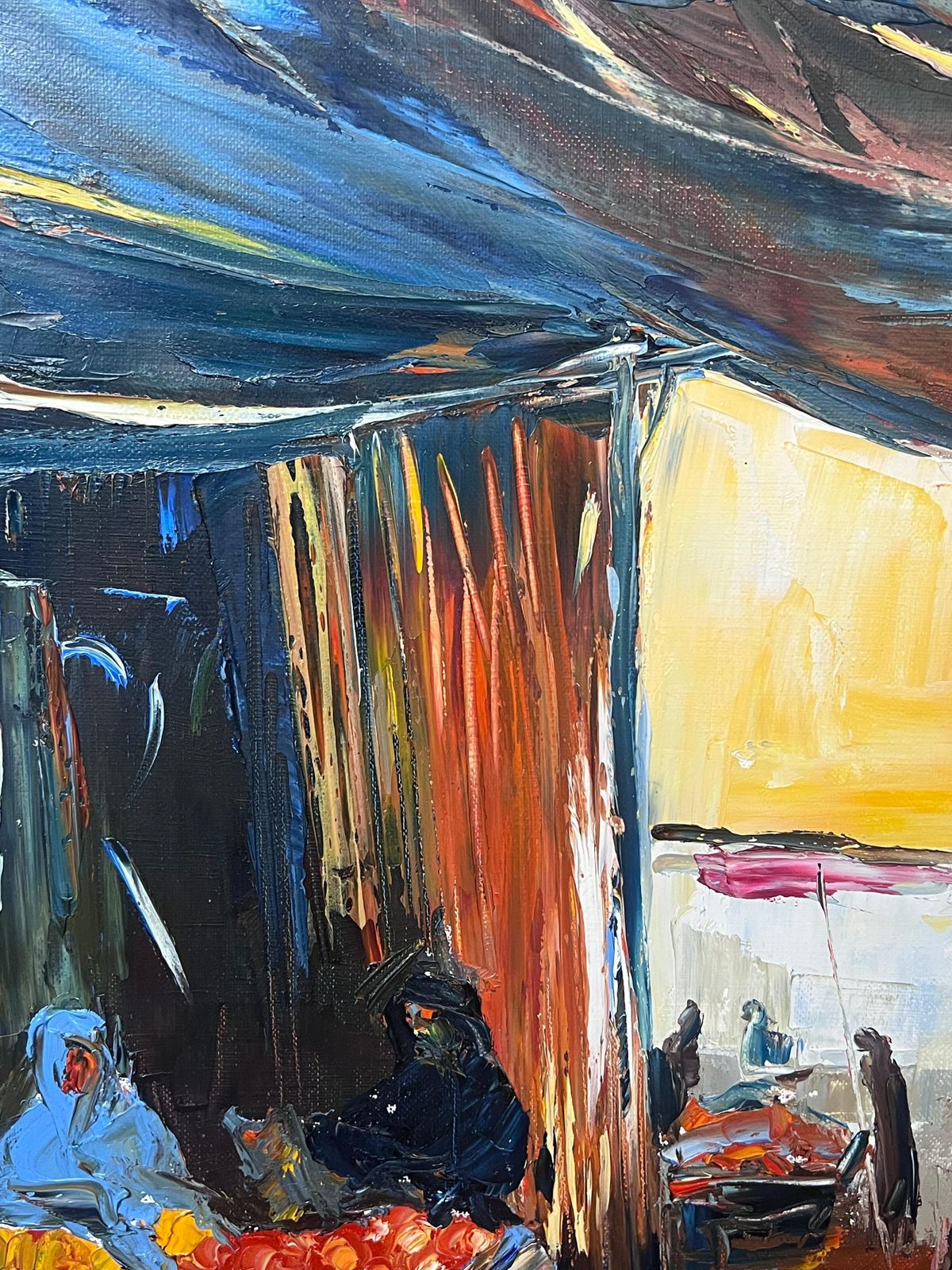 French Schoolnorth African Street Market With Figures French Modernist Signed Painting photo buy