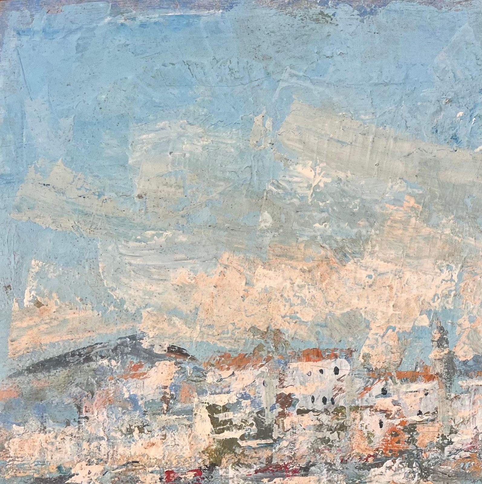 Fanch Lelimpressionist Harbour Scene Of Whitewashed Buildings And Boats With Blue Sky photo vinterior